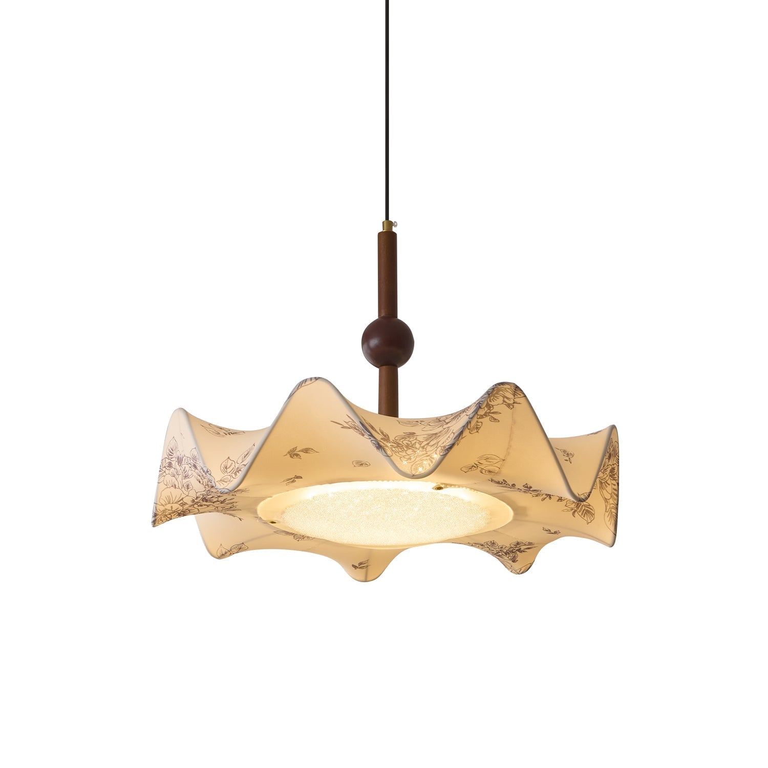 Zoshaos Traditionell Eleganz Vintage Stoff Holz Pendelleuchte-Letslighting