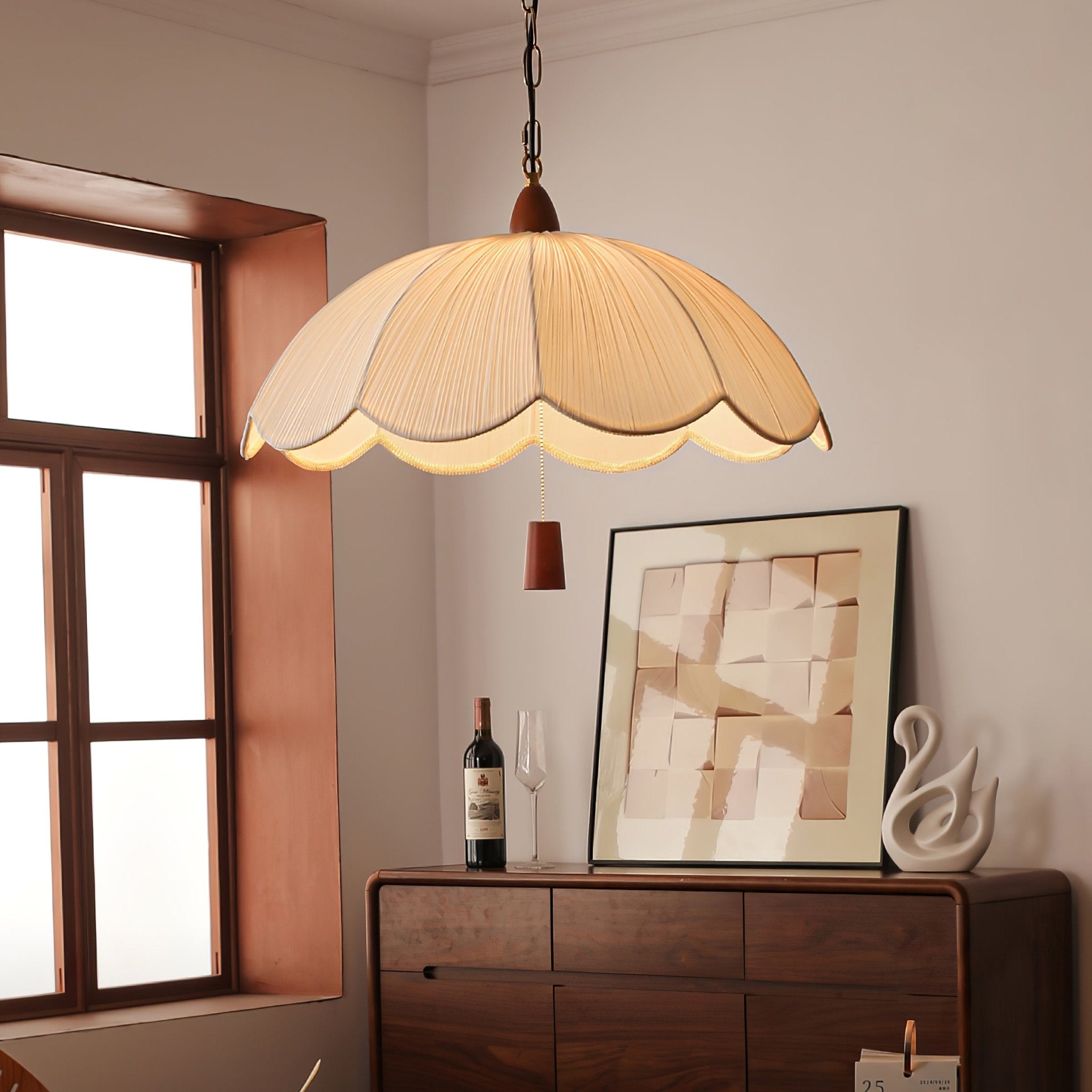 Vephael Jugendstil-Pendelleuchte aus Stoff-Letslighting