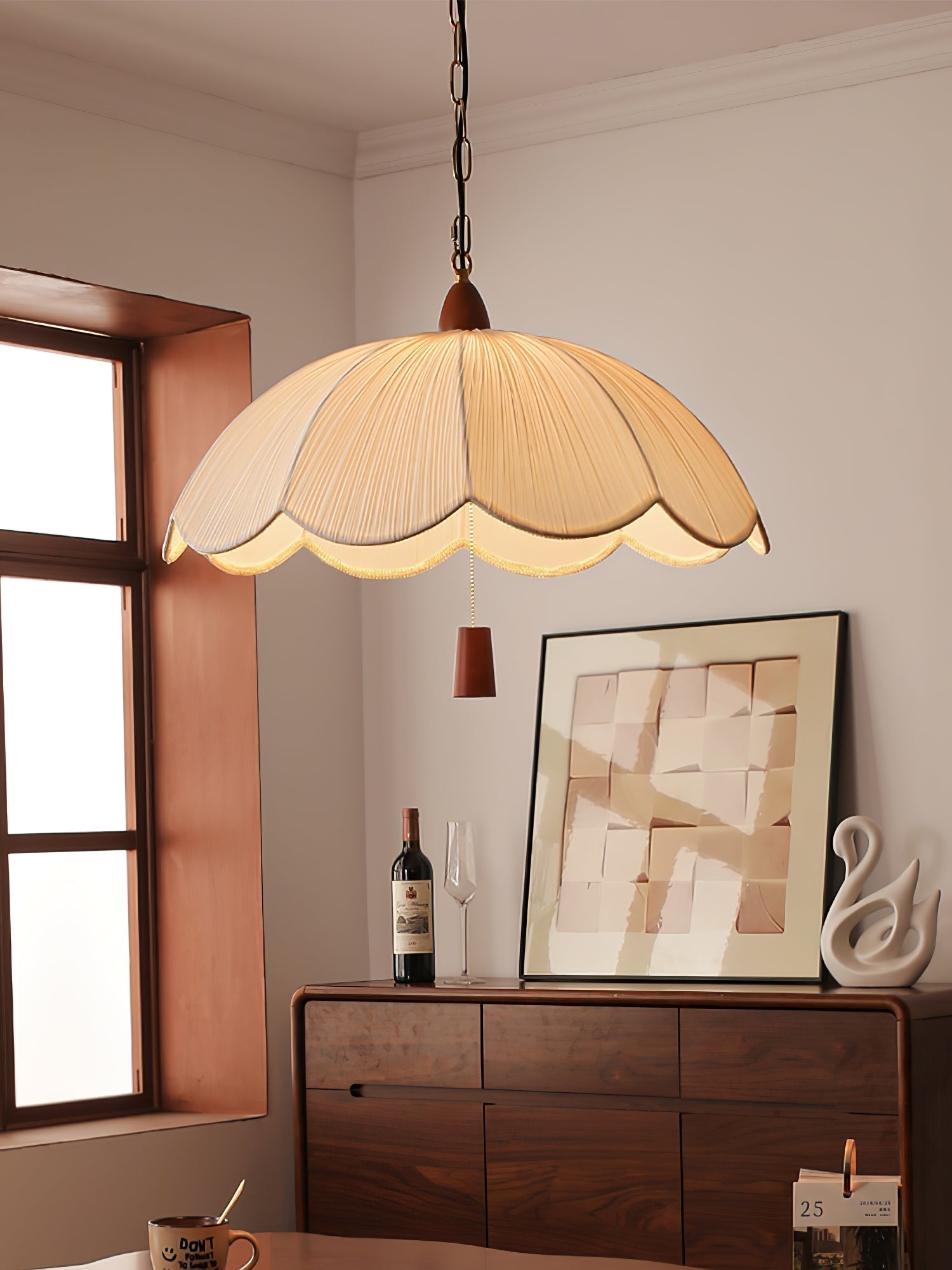 Vephael Jugendstil-Pendelleuchte aus Stoff-Letslighting