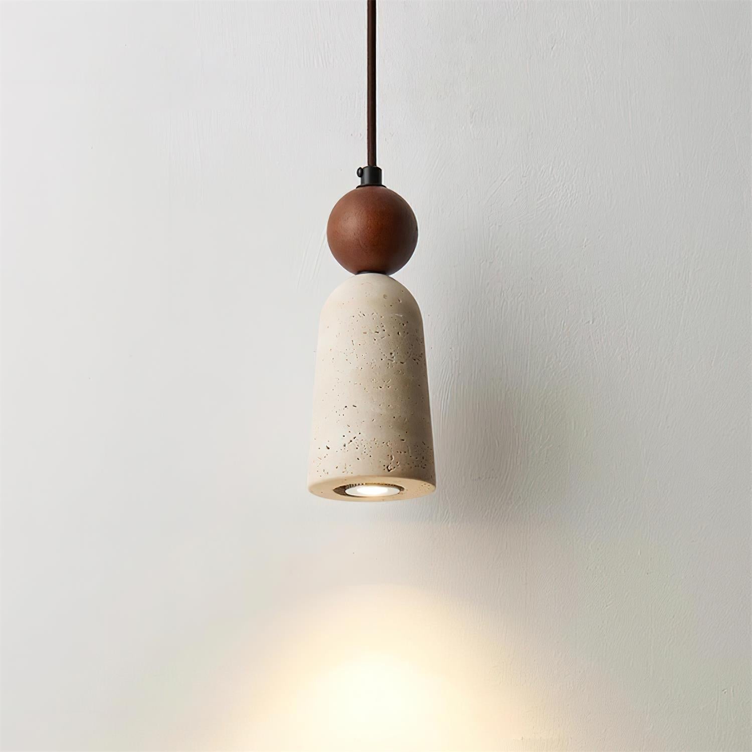 Bellaro Travertine & Wood Pendant Light - Letslighting