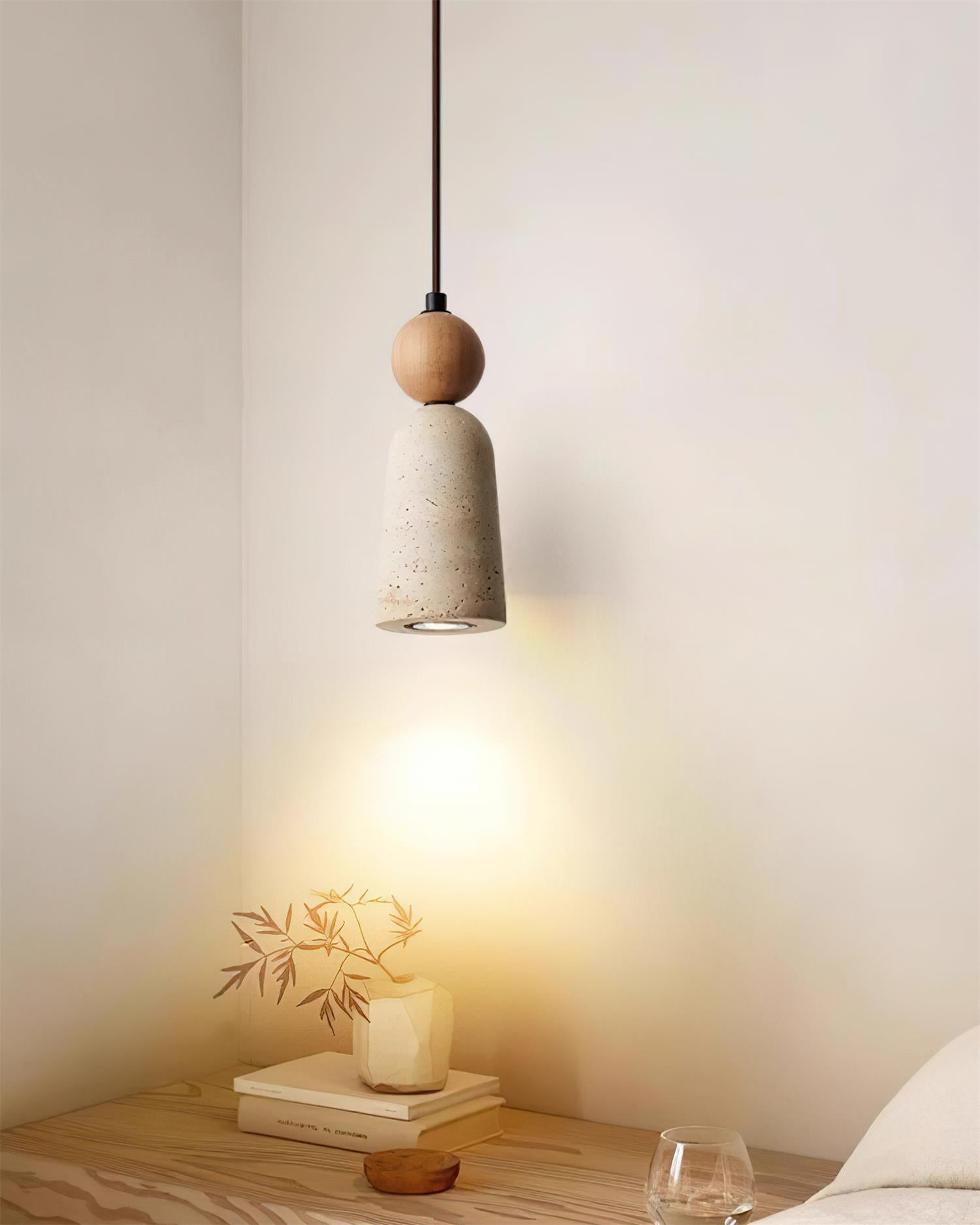 Bellaro Travertine & Wood Pendant Light - Letslighting