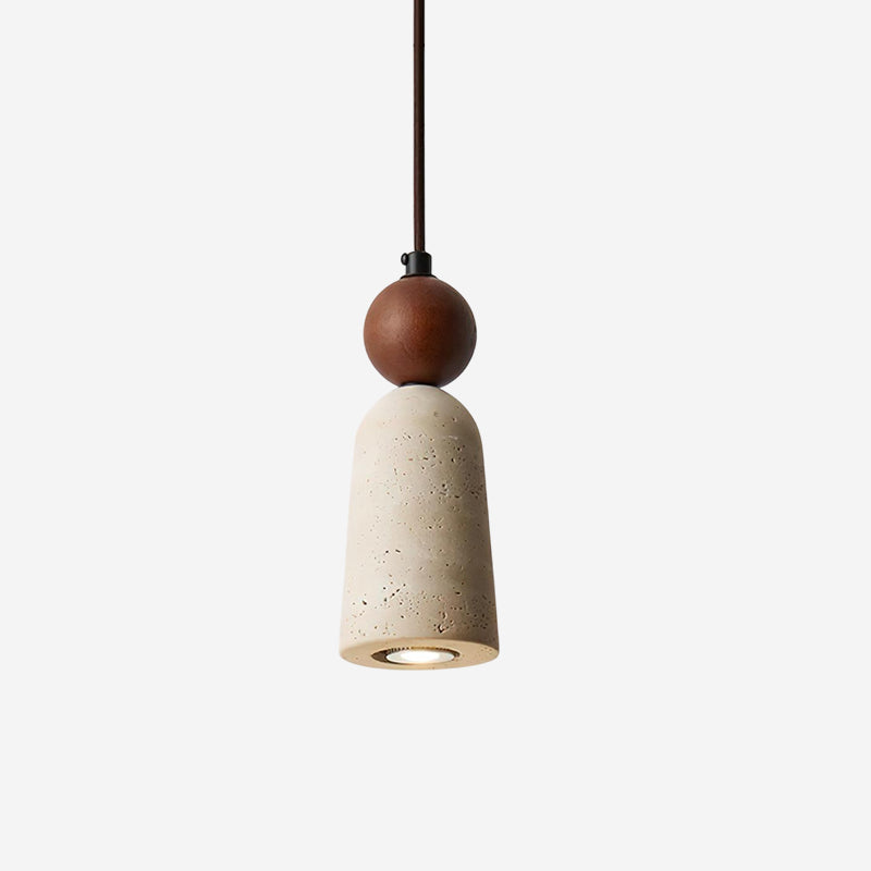 Bellaro Travertine & Wood Pendant Light - Letslighting