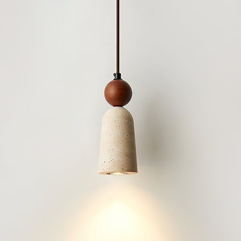 Bellaro Travertine & Wood Pendant Light - Letslighting