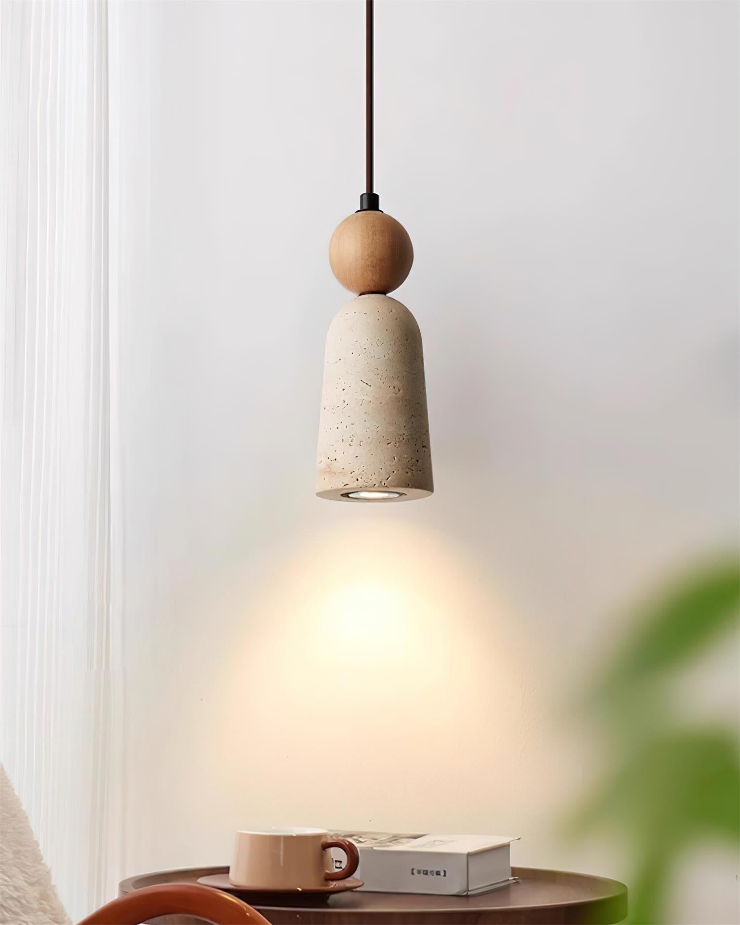 Bellaro Travertine & Wood Pendant Light - Letslighting