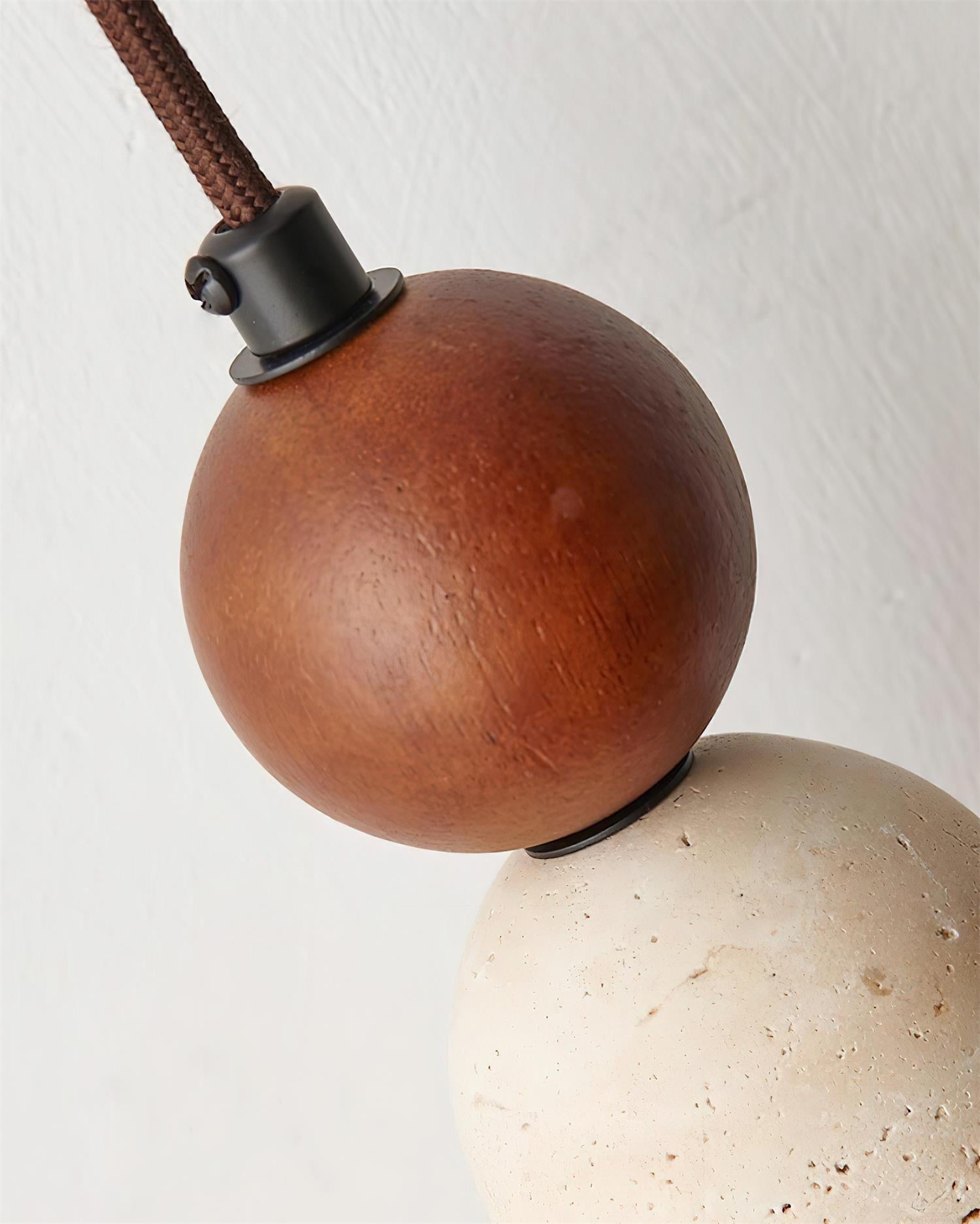 Bellaro Travertine & Wood Pendant Light - Letslighting