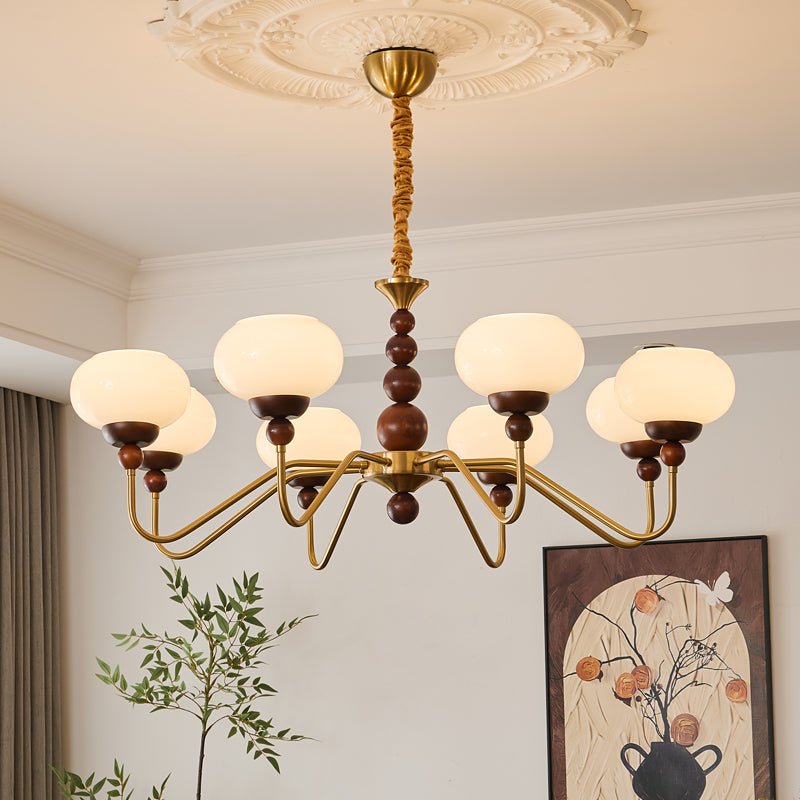 Lustra Kronleuchter Glas Holz Messing Modern 6-Licht-Letslighting