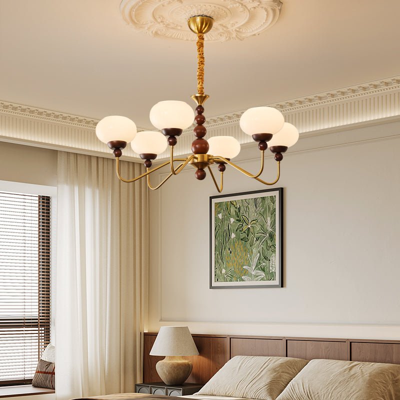Lustra Kronleuchter Glas Holz Messing Modern 6-Licht-Letslighting