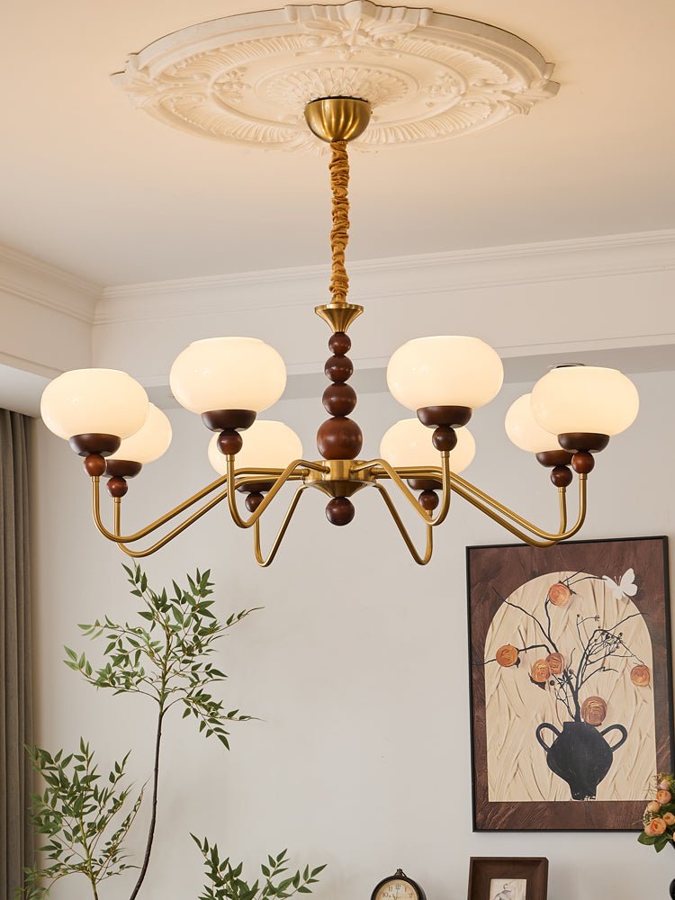 Lustra Kronleuchter Glas Holz Messing Modern 6-Licht-Letslighting