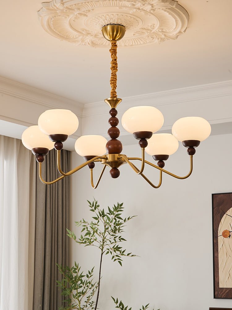 Lustra Kronleuchter Glas Holz Messing Modern 6-Licht-Letslighting