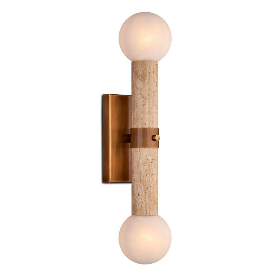 Dvaluvyh Modern Minimalist Travertine Metal Glass Wall Lamp - Letslighting