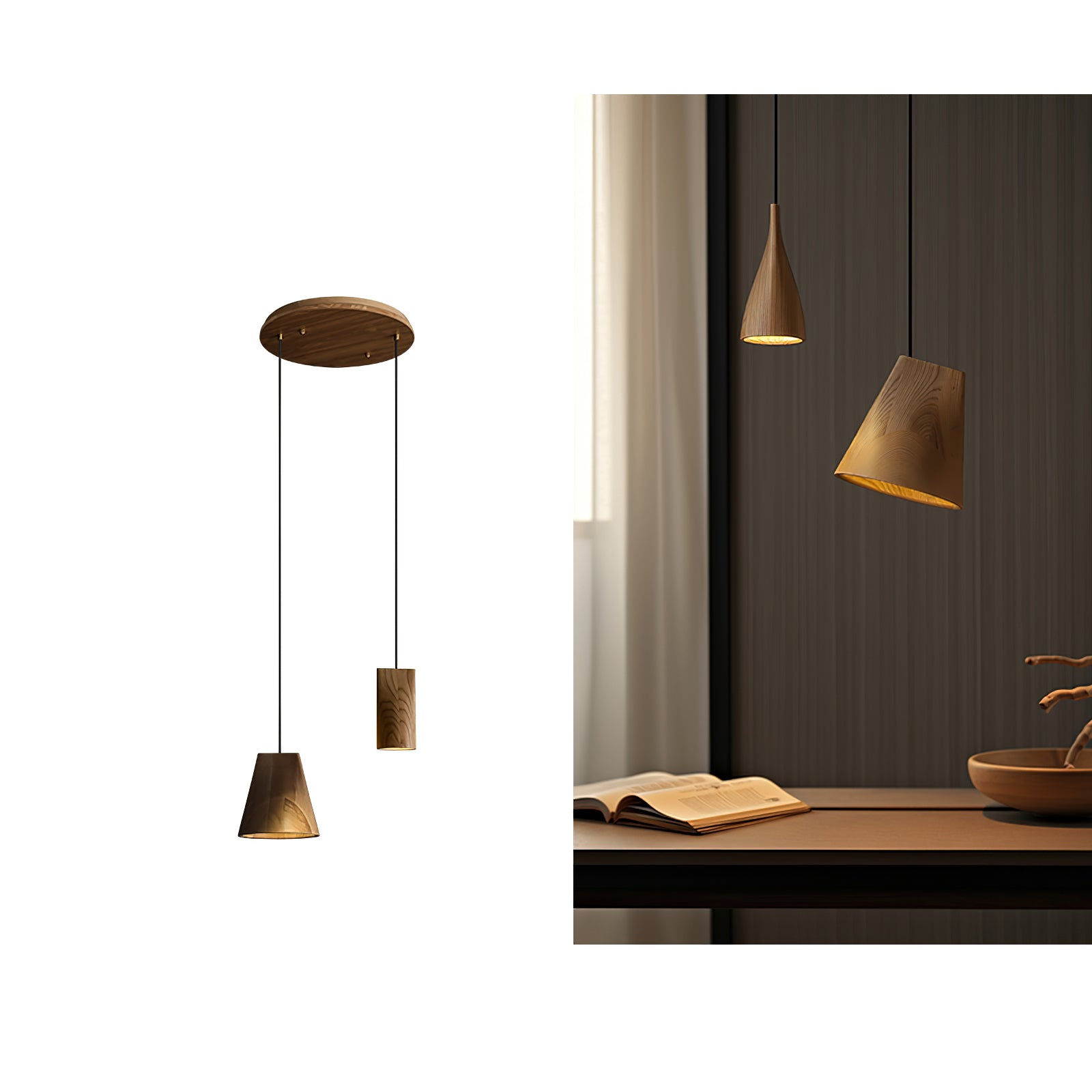 Ivarara Asymmetrisch Holz Pendelleuchte Leuchte-Letslighting