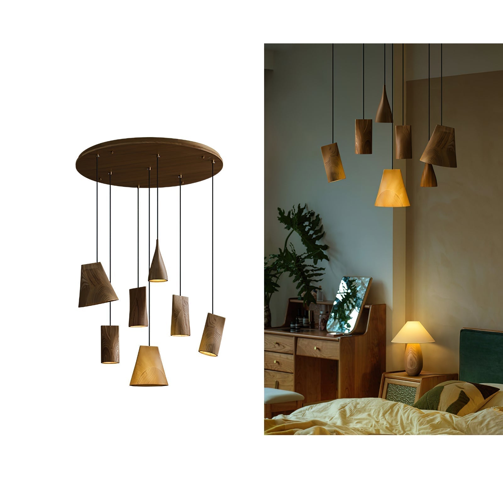 Ivarara Asymmetrisch Holz Pendelleuchte Leuchte-Letslighting