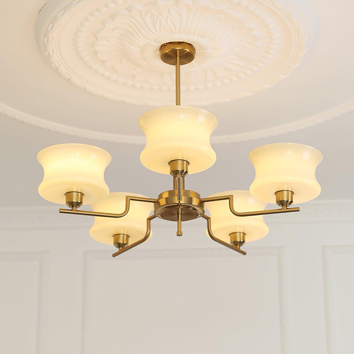 Lustra Kronleuchter Naturgold Vintage Glas-Letslighting