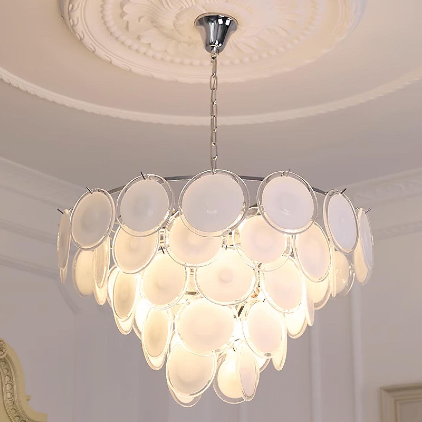 Esona Cascading Frosted Glass Discs Chandelier - Letslighting