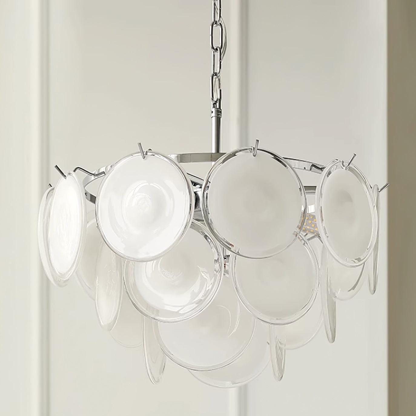 Esona Cascading Frosted Glass Discs Chandelier - Letslighting
