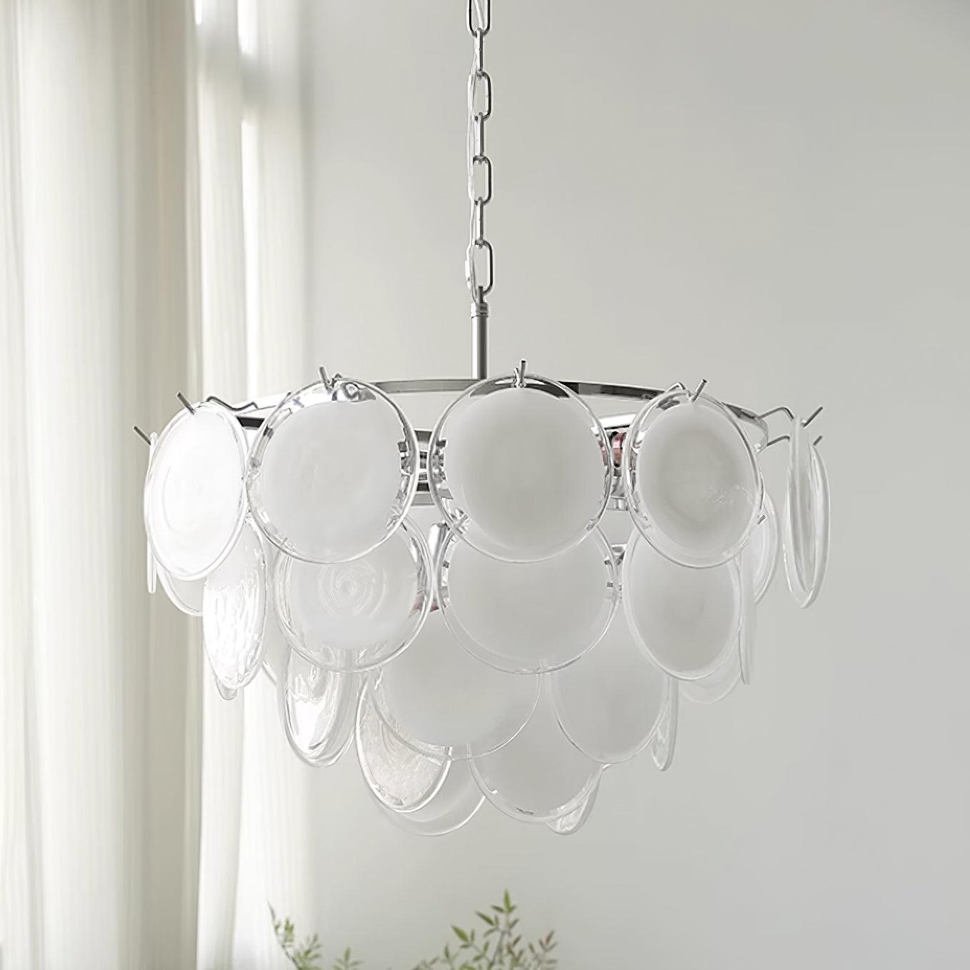 Esona Cascading Frosted Glass Discs Chandelier - Letslighting