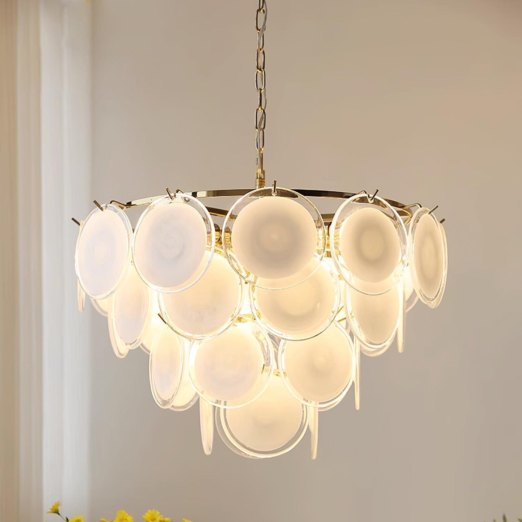 Esona Cascading Frosted Glass Discs Chandelier - Letslighting