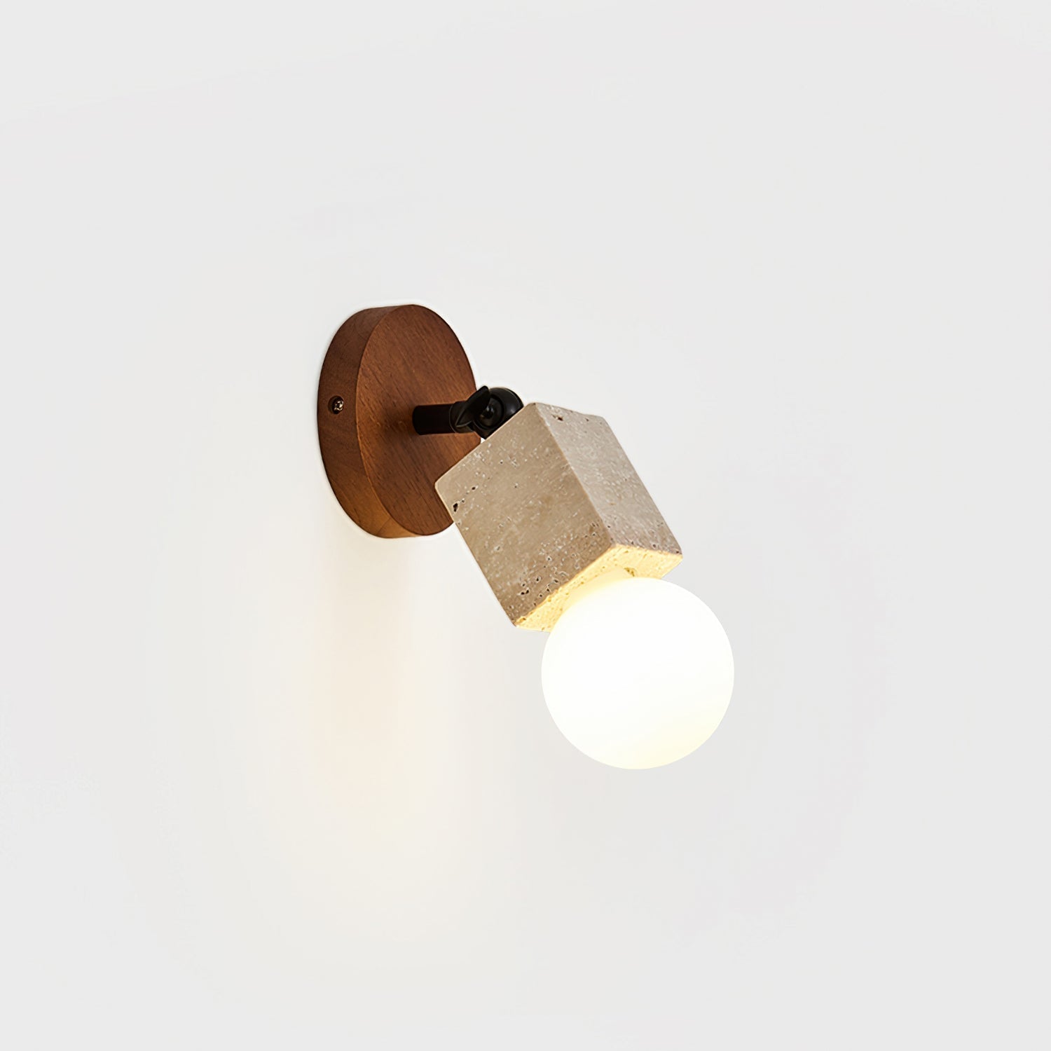 Ritta Cute Travertine Wall Lamp Wood Plate - Letslighting