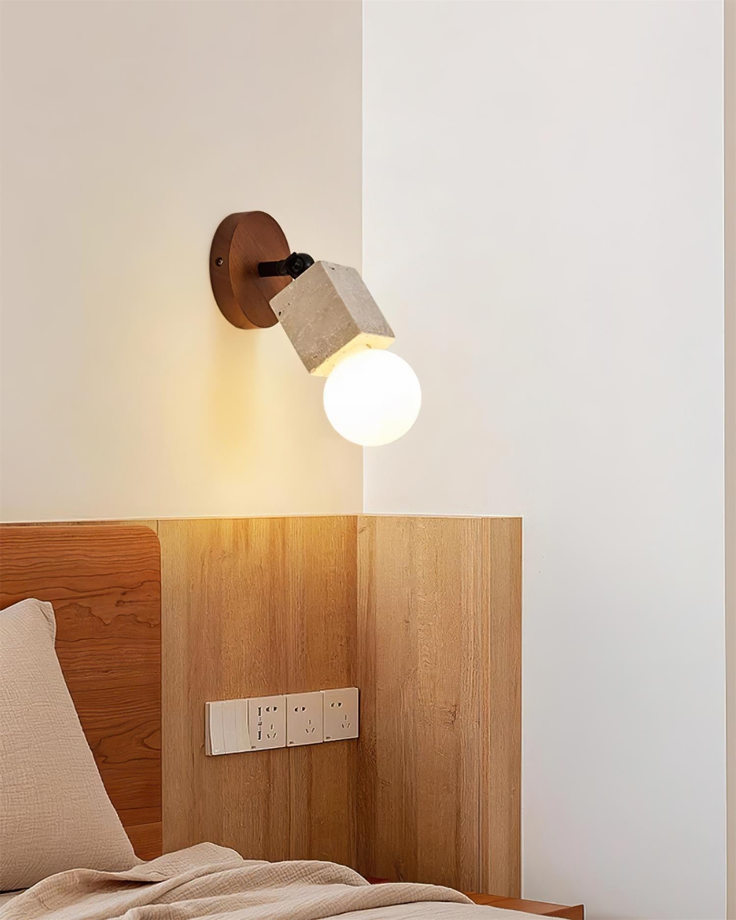 Ritta Cute Travertine Wall Lamp Wood Plate - Letslighting