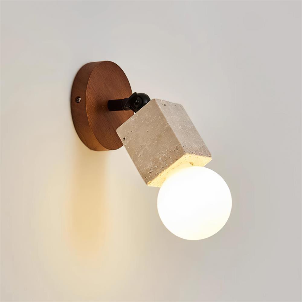Ritta Cute Travertine Wall Lamp Wood Plate - Letslighting