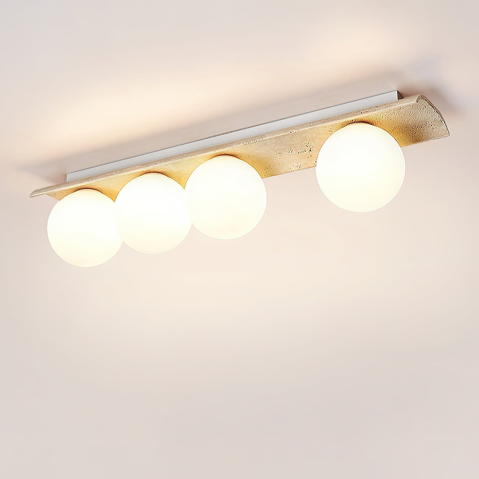 Bianca Globe Modern Minimalist Travertine Glass Ceiling Lamp - Letslighting