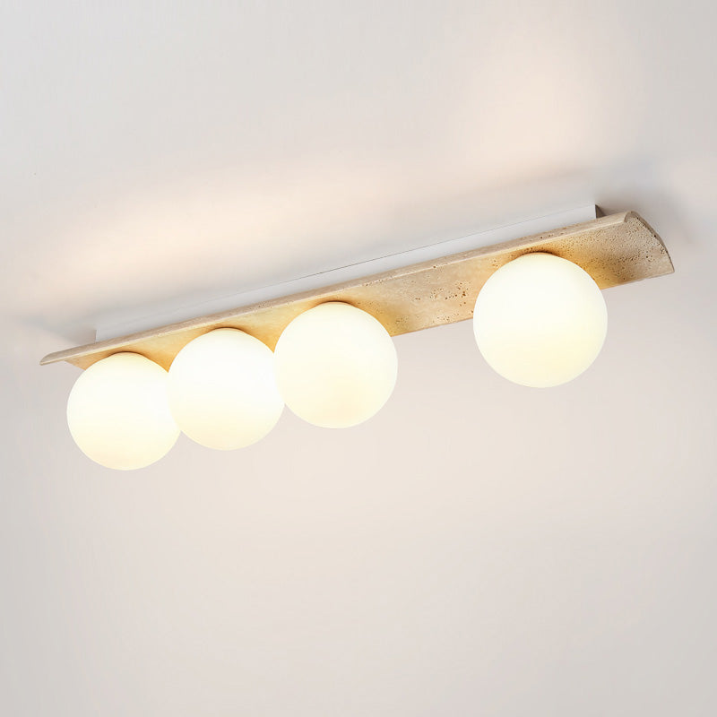 Bianca Globe Modern Minimalist Travertine Glass Ceiling Lamp - Letslighting