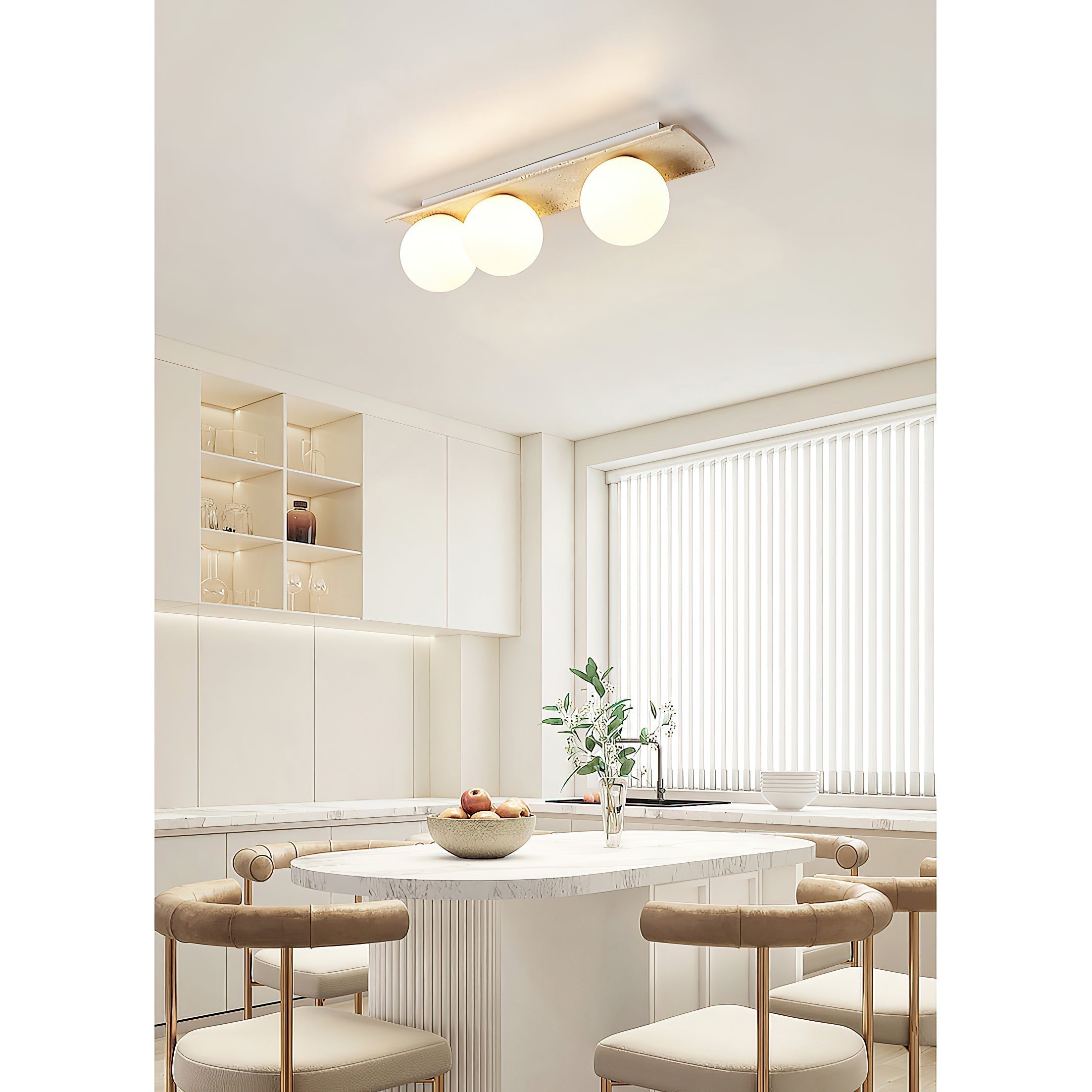 Bianca Globe Modern Minimalist Travertine Glass Ceiling Lamp - Letslighting