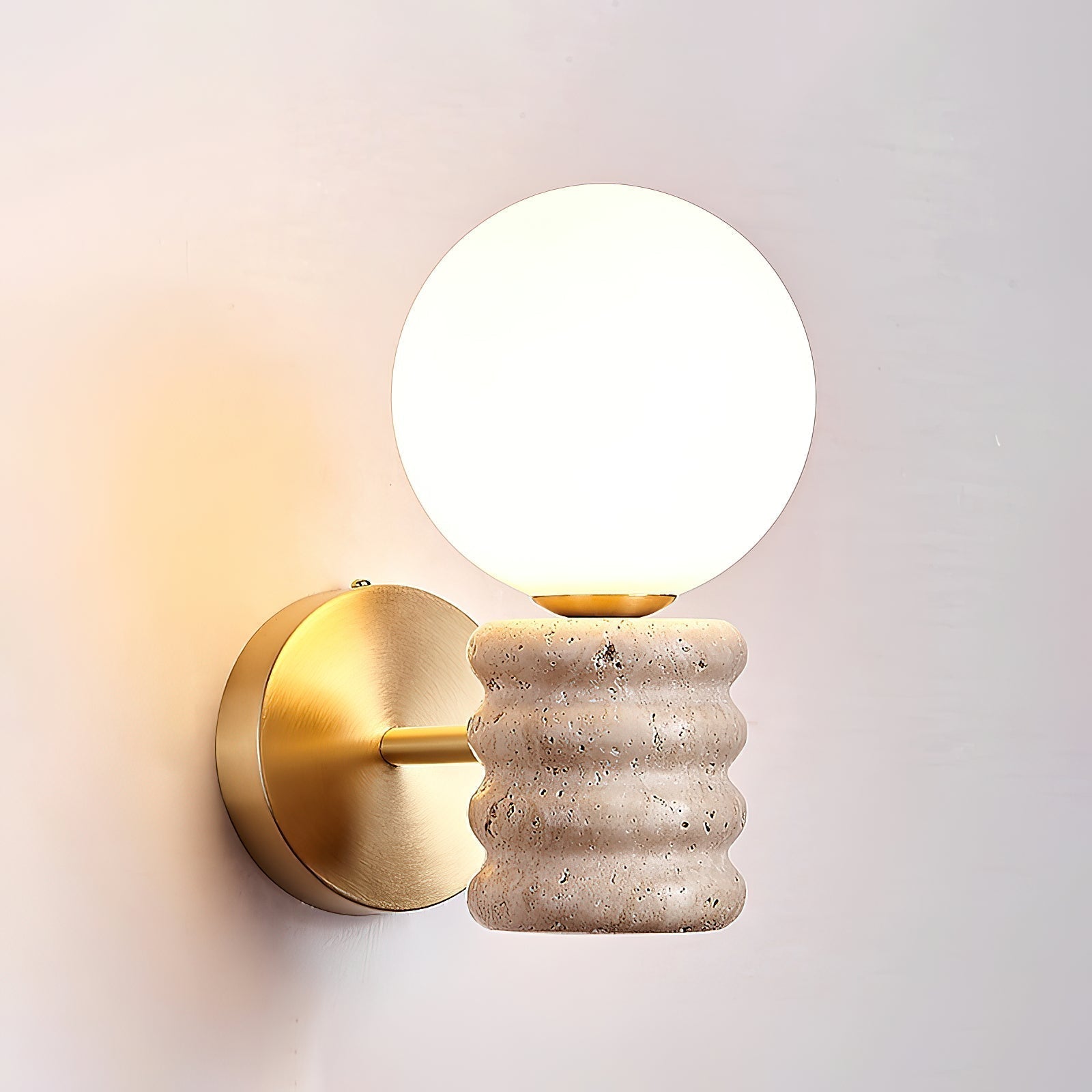 Ljomuvyh Modern Minimalist Travertine Glass Wall Lamp - Letslighting