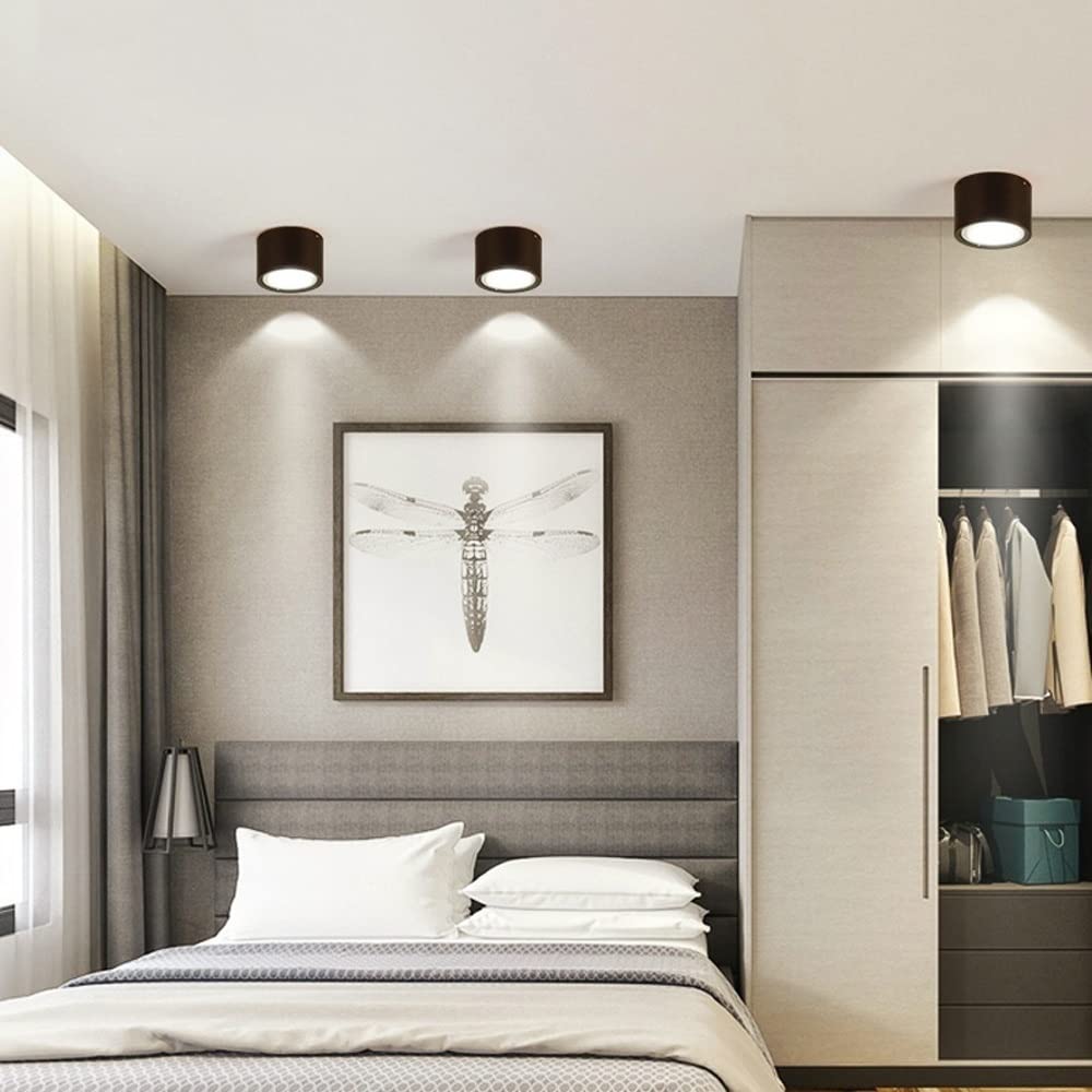 Muto Modern rund bündige Deckenleuchte, Holz/Schwarz, Wohnzimmer