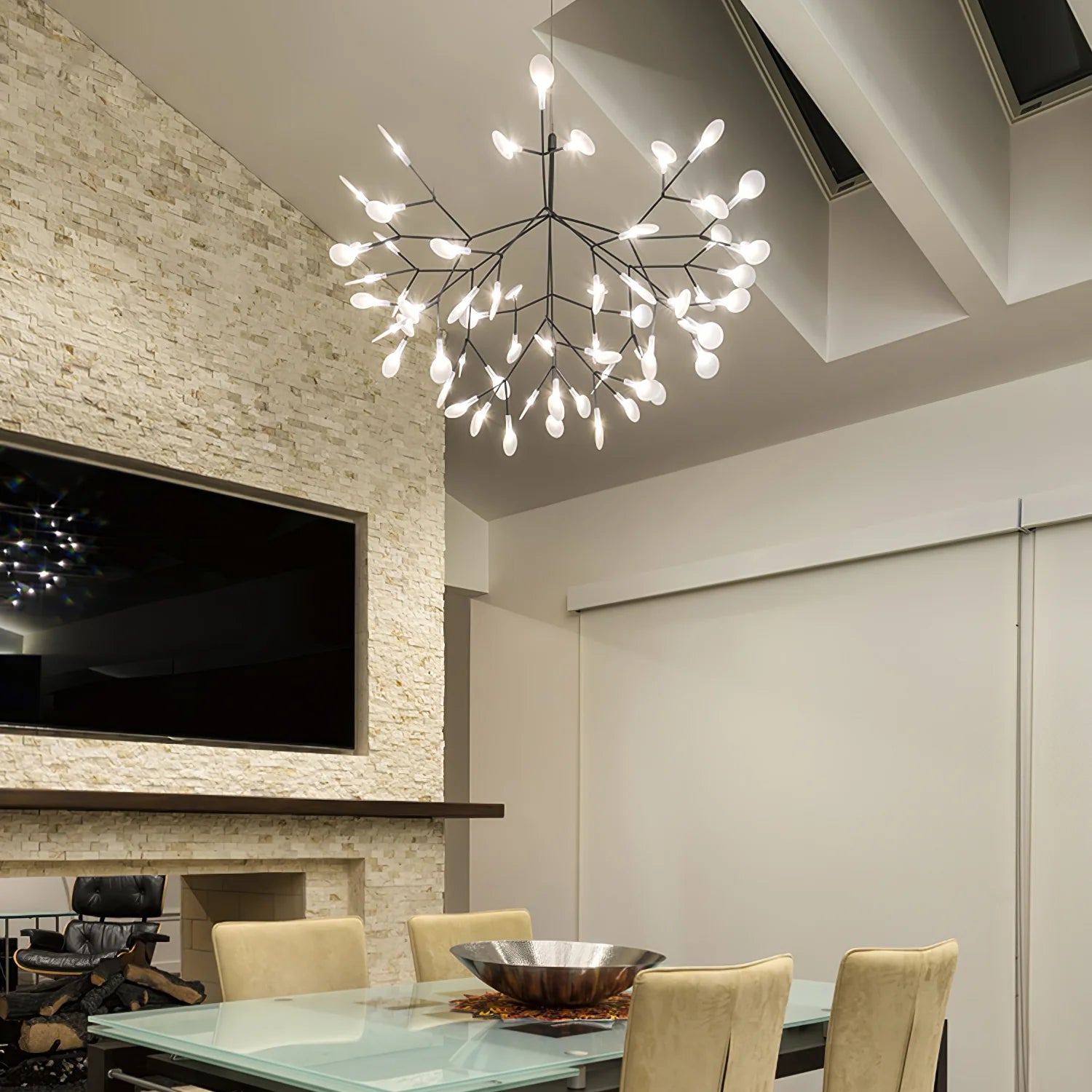 Lior Einzigartiger Sputnik-Kronleuchter im Art-Déco-Stil mit Glühwürmchen-Optik