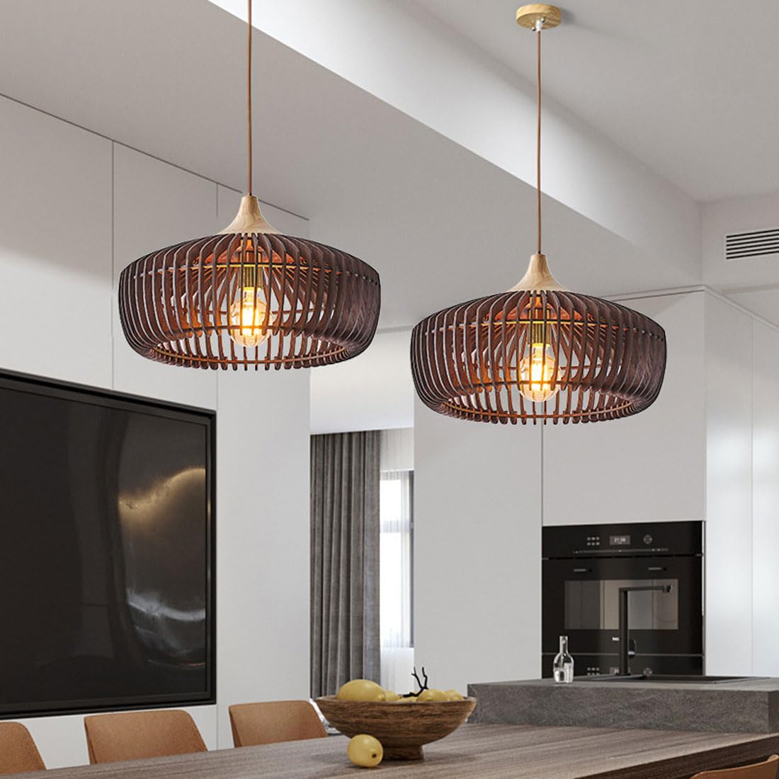 Muto Nordic Japanese Pendelleuchte Holz Schlafzimmer/Wohnzimmer