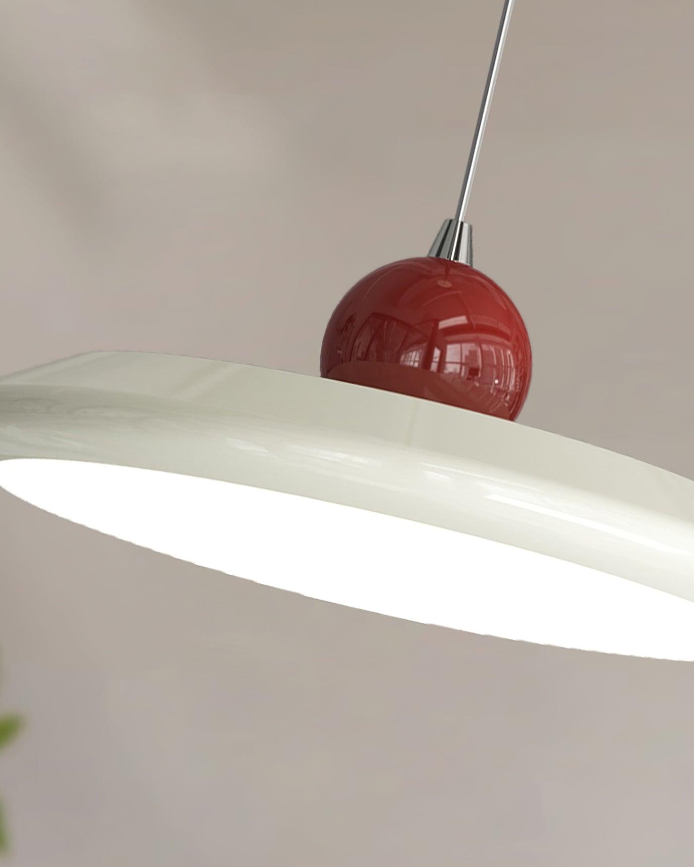Pendant Lamp White Disc Green Trim Red Bold - Letslighting