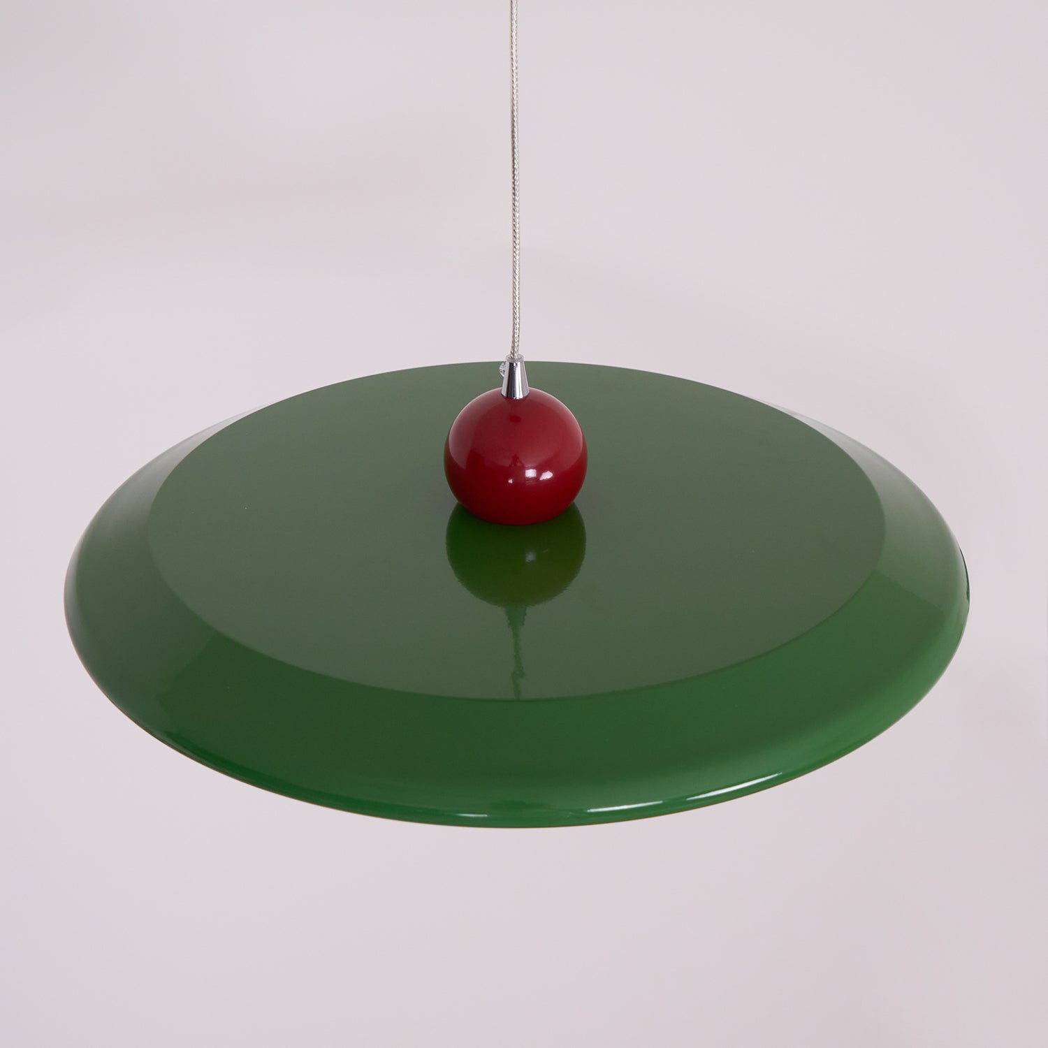 Pendant Lamp White Disc Green Trim Red Bold - Letslighting