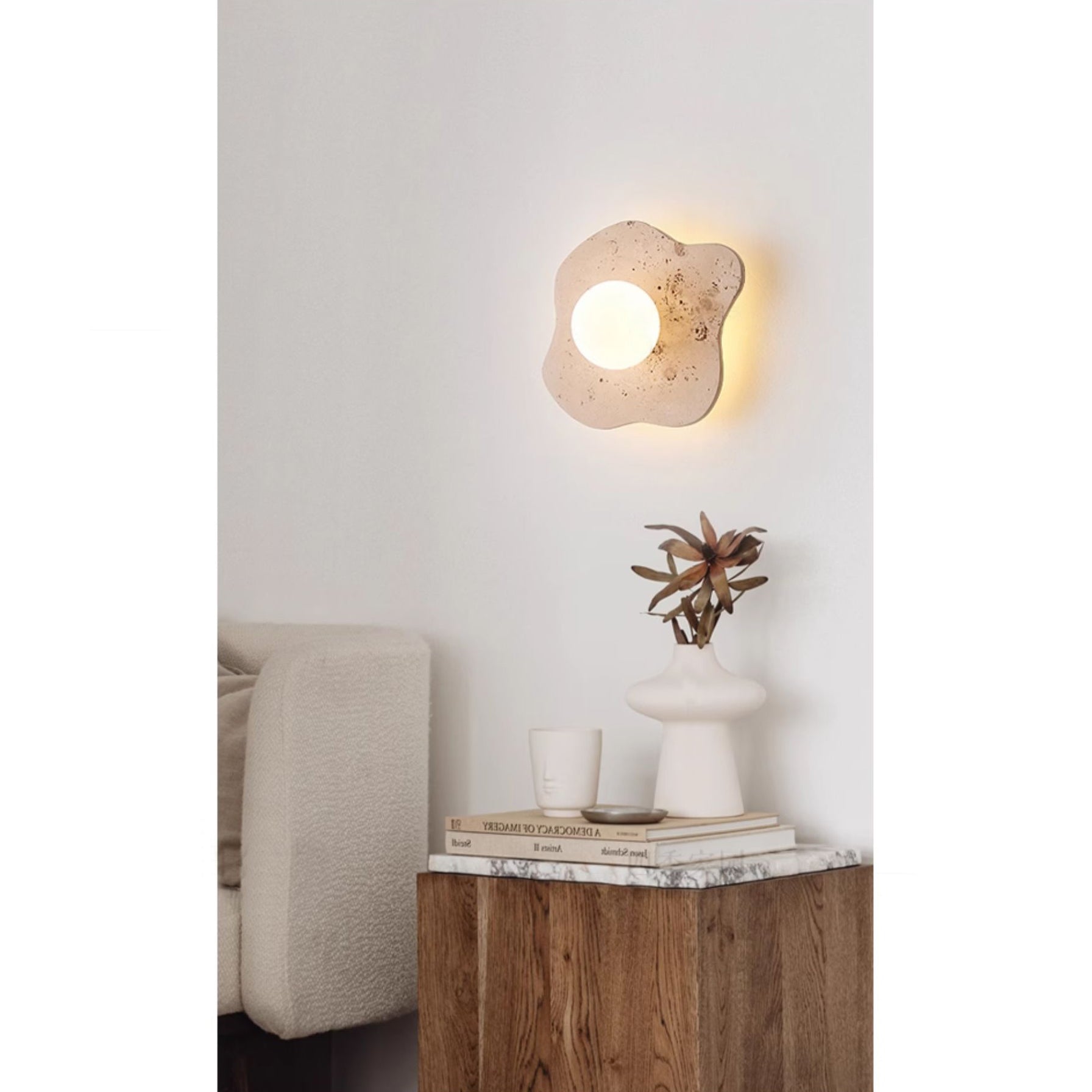 Tinduvyj Modern Minimalist Travertine Glass Wall Lamp - Letslighting