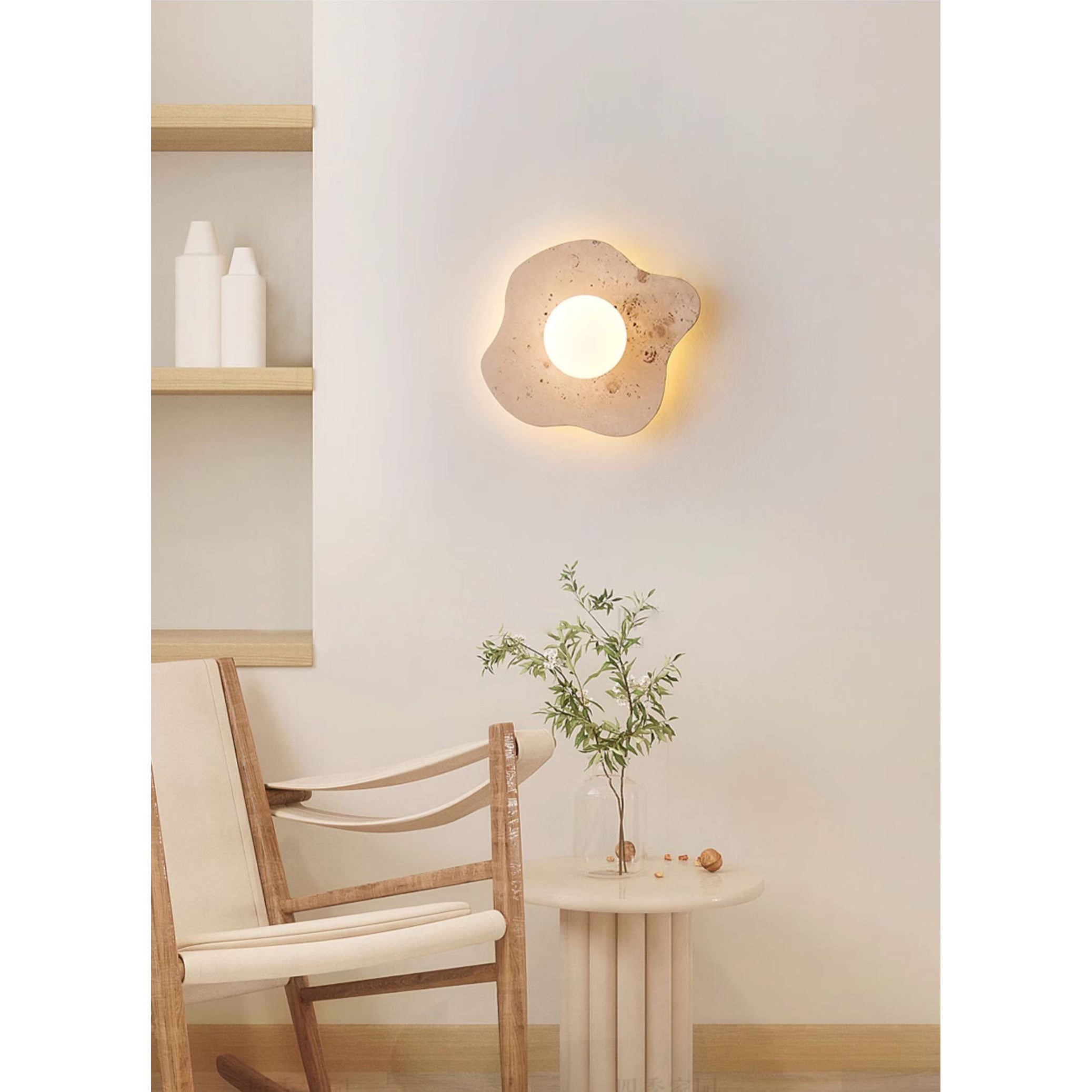 Tinduvyj Modern Minimalist Travertine Glass Wall Lamp - Letslighting