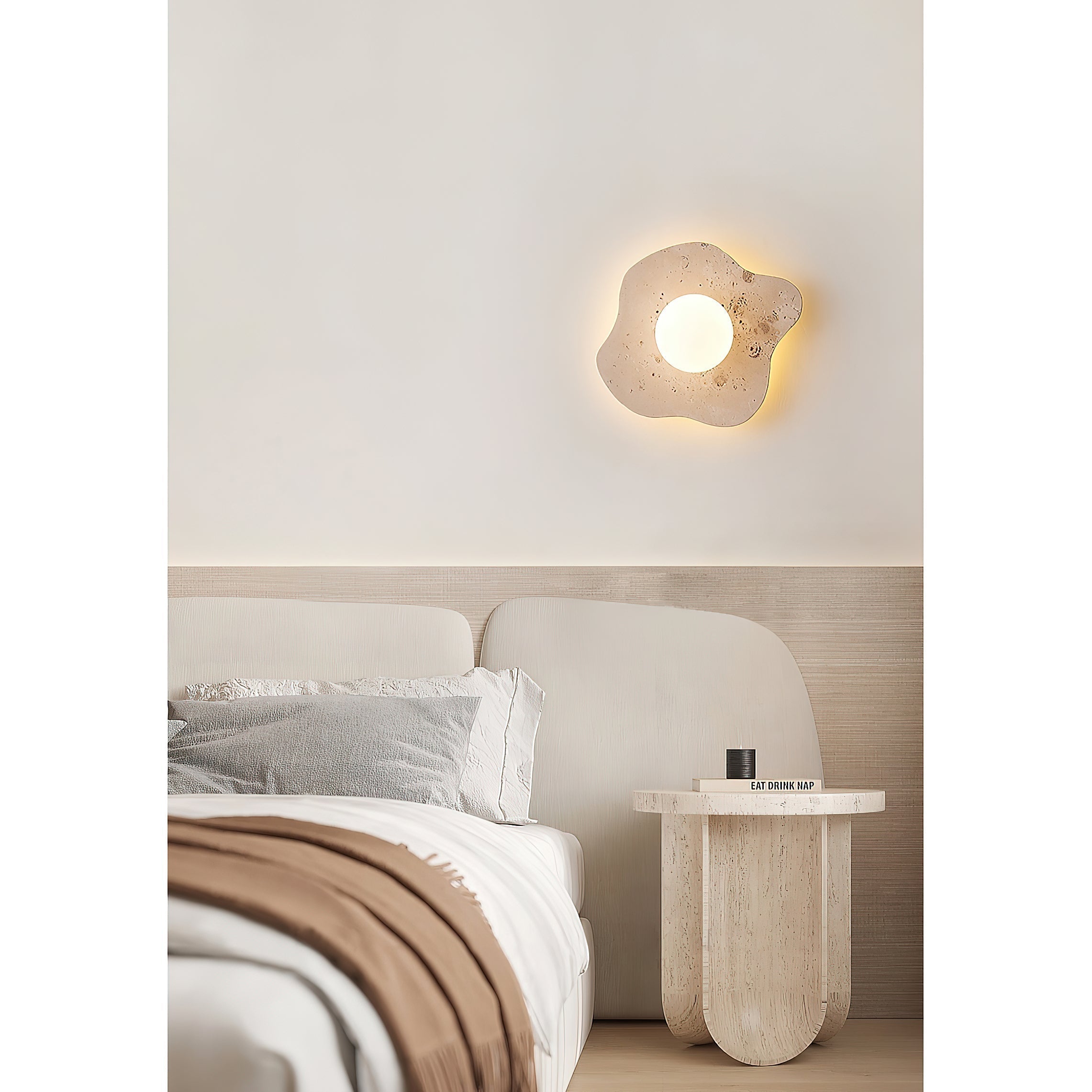 Tinduvyj Modern Minimalist Travertine Glass Wall Lamp - Letslighting