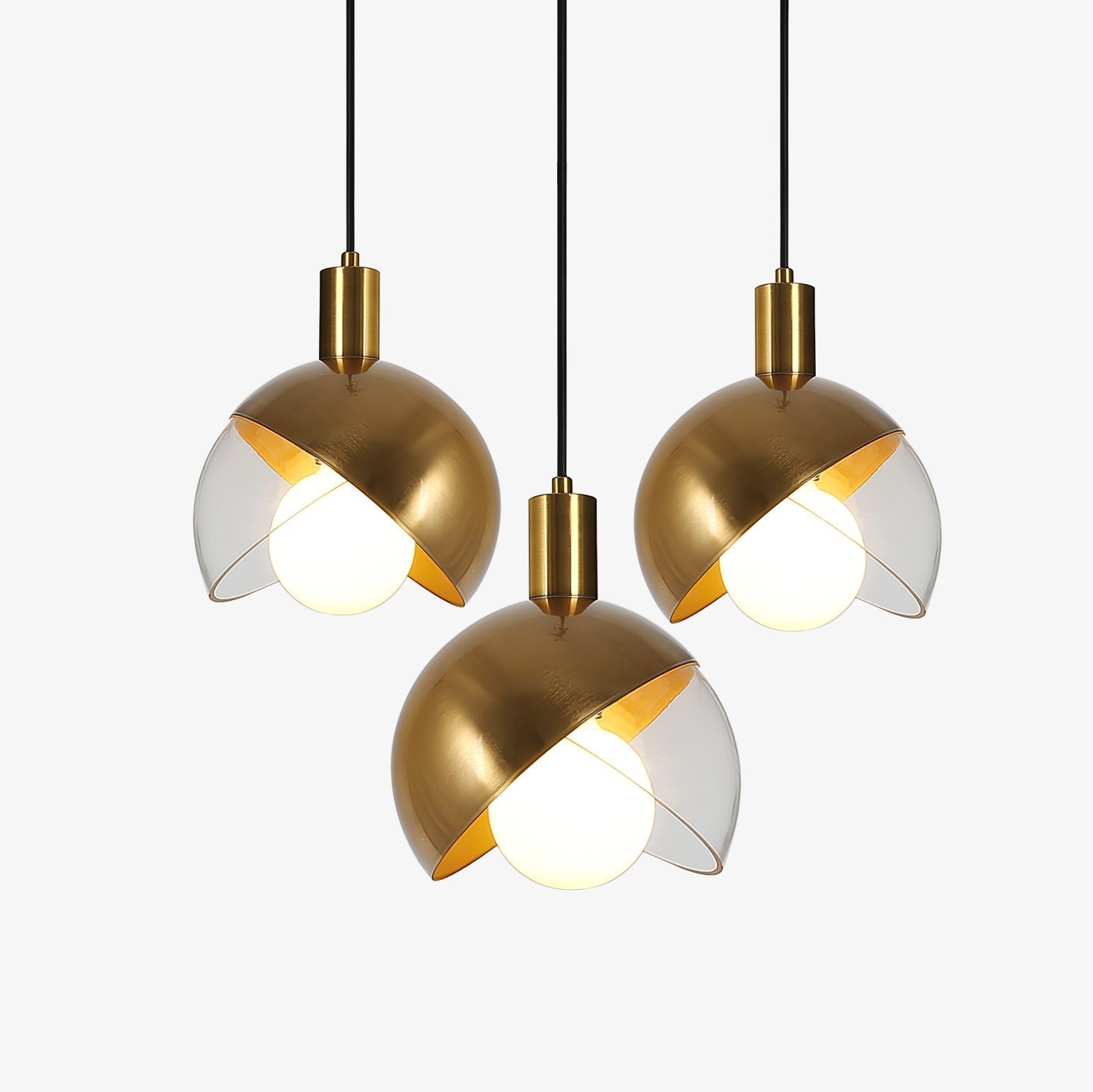 Solara Pendelleuchte Messing Glas Halbkugel Mid-Century-Letslighting
