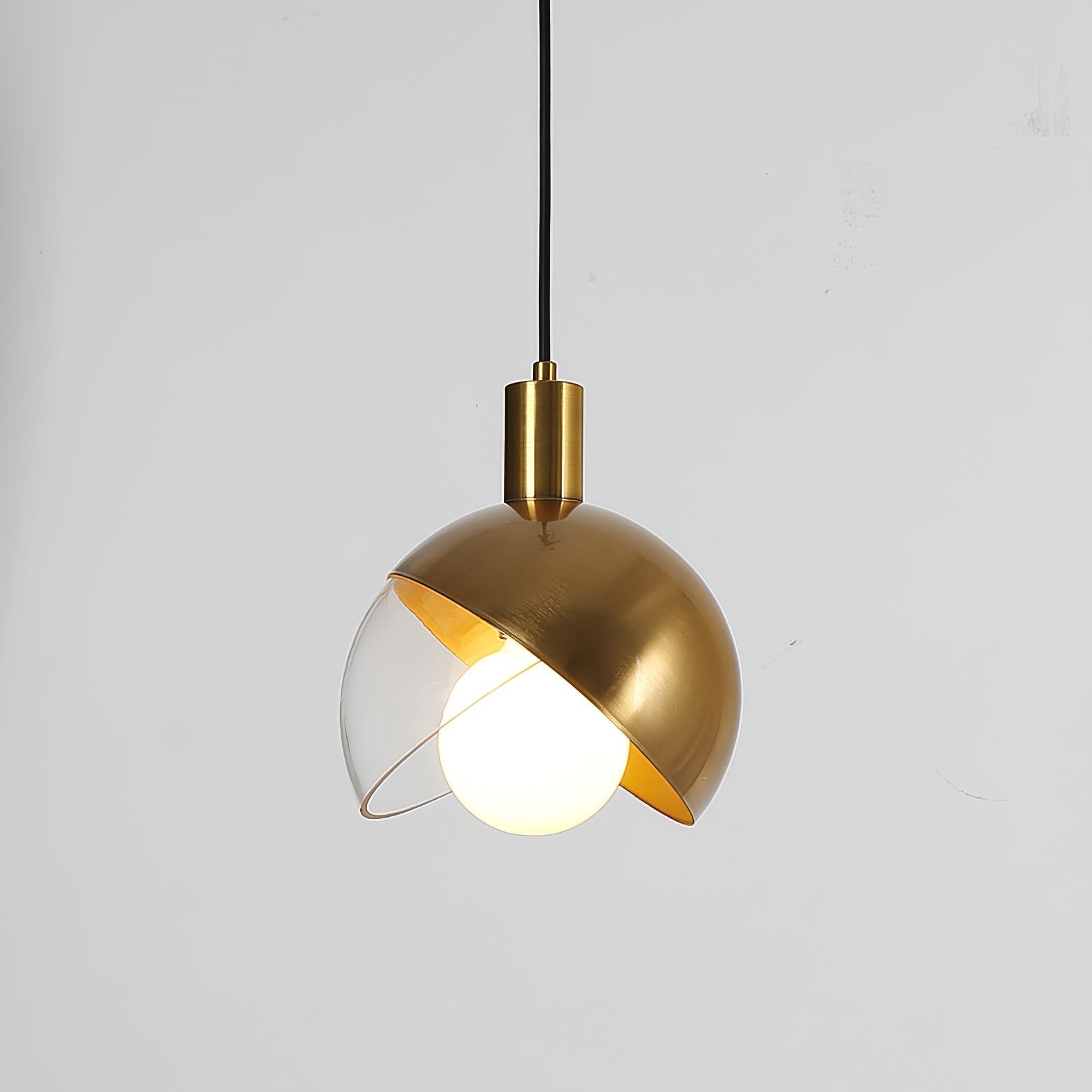 Solara Pendelleuchte Messing Glas Halbkugel Mid-Century-Letslighting