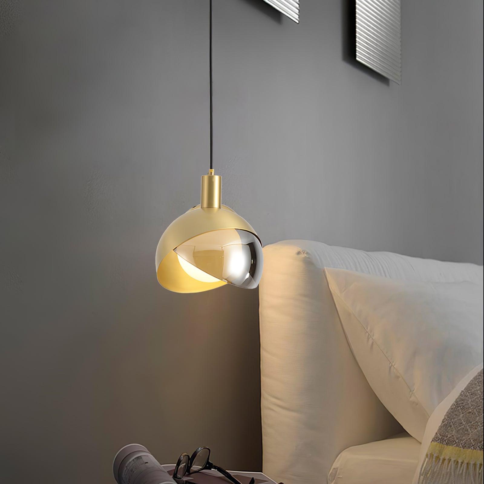 Solara Pendelleuchte Messing Glas Halbkugel Mid-Century-Letslighting