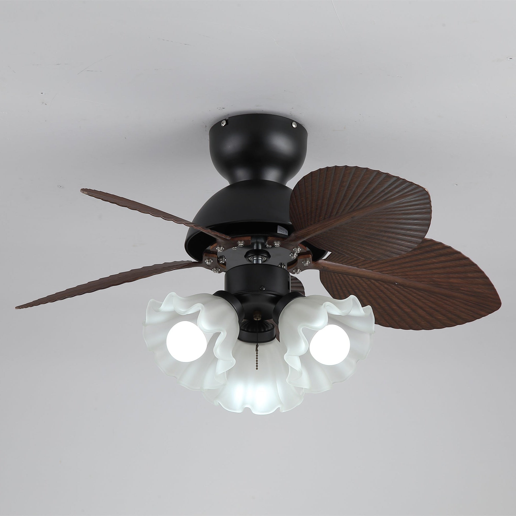 Qers Deckenventilator mit Beleuchtung, ABS-Flügeln und Glasschirm