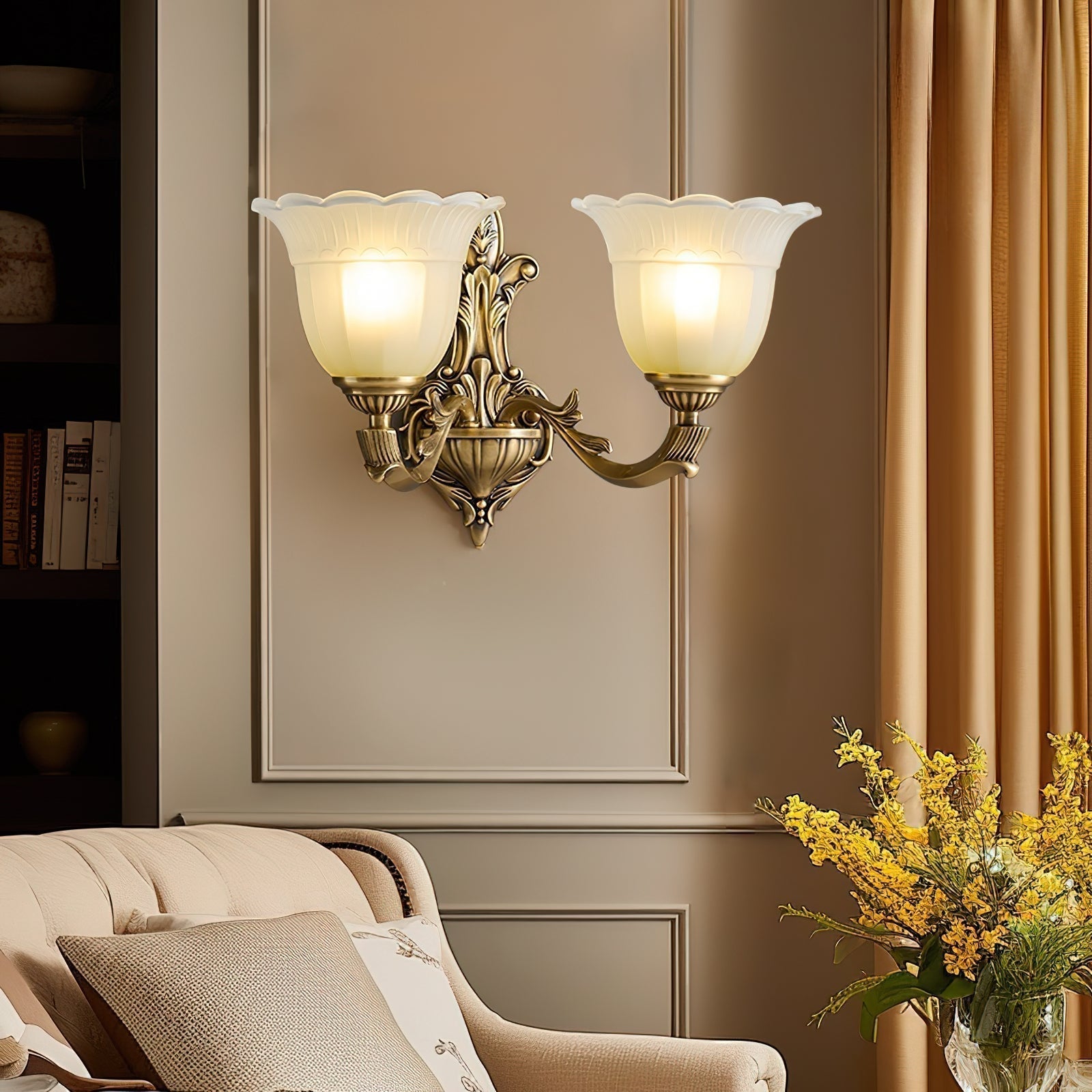 Sifuvyd Luxus-Blumen-Wandleuchte aus Messing und Glas-Letslighting