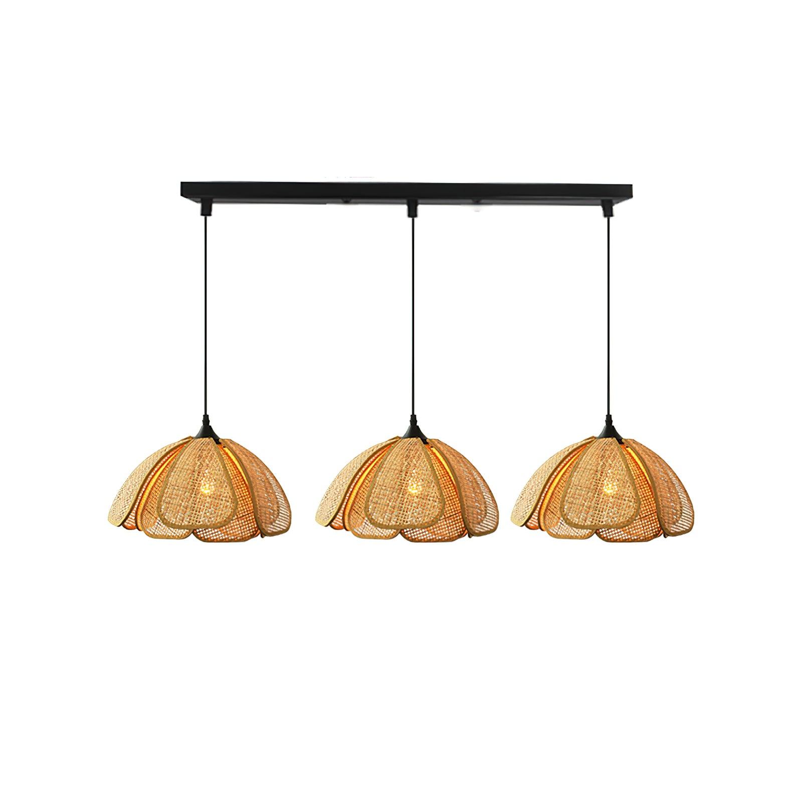 Eurvinel Elegance Bloom Rattan Stoff Pendelleuchte-Letslighting