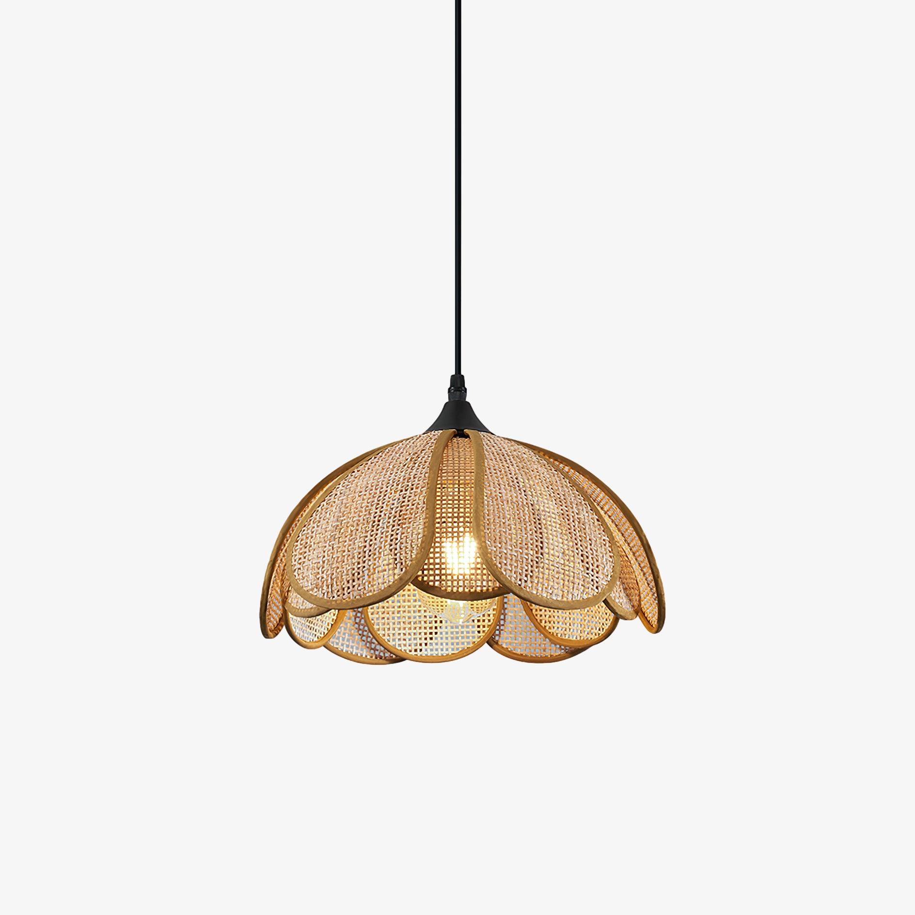 Eurvinel Elegance Bloom Rattan Stoff Pendelleuchte-Letslighting