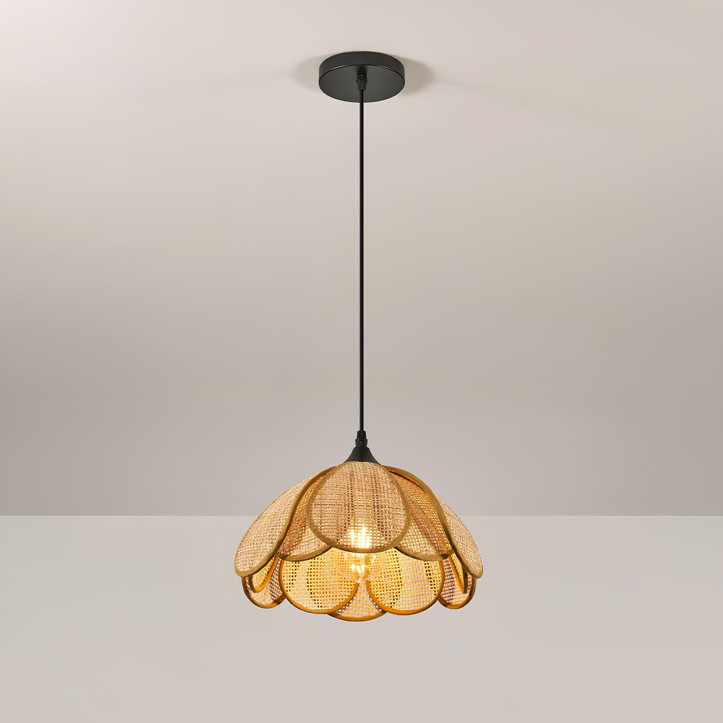 Eurvinel Elegance Bloom Rattan Stoff Pendelleuchte-Letslighting
