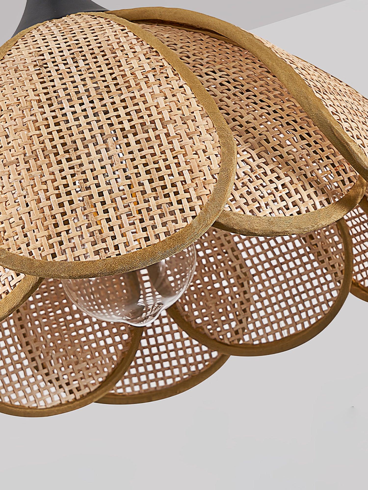Eurvinel Elegance Bloom Rattan Stoff Pendelleuchte-Letslighting
