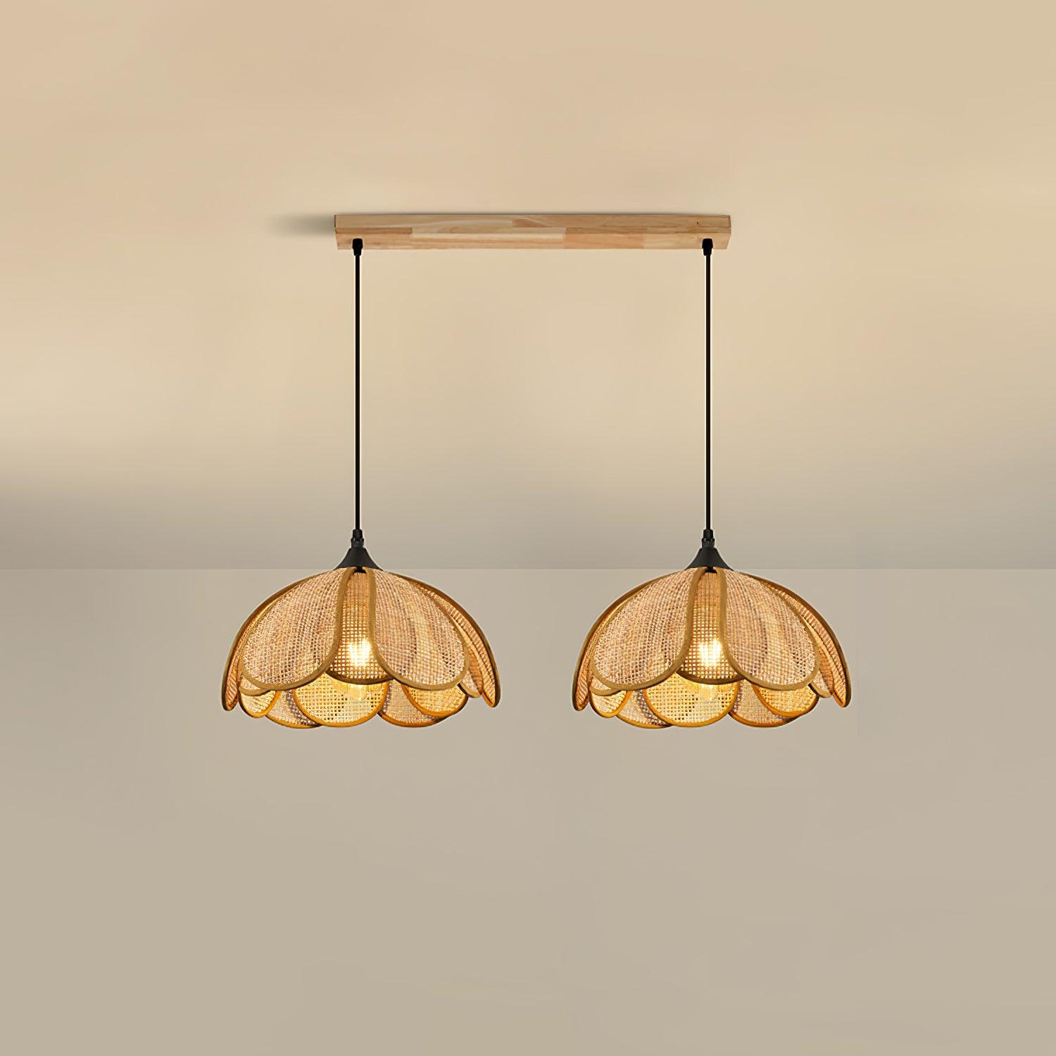 Eurvinel Elegance Bloom Rattan Stoff Pendelleuchte-Letslighting