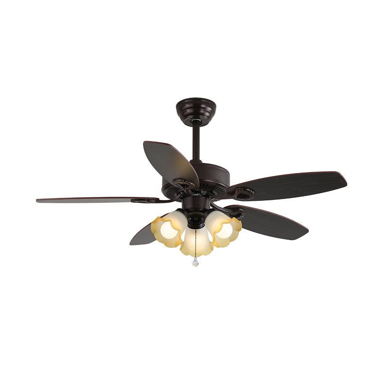 Elora Vintage Deckenventilatorleuchte mit orangefarbenem Lampenschirm