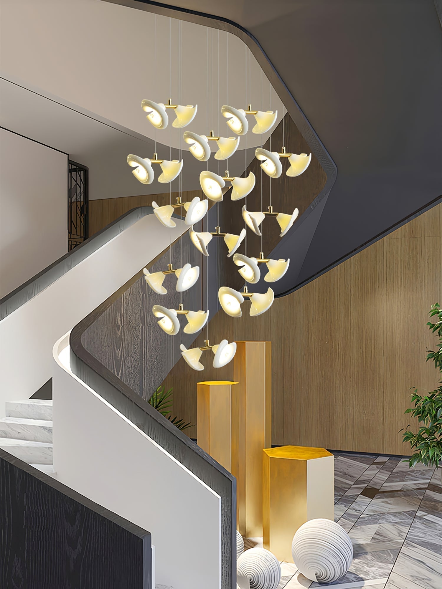 Ernoreth Art-Deco-Keramik-Kronleuchter-Letslighting