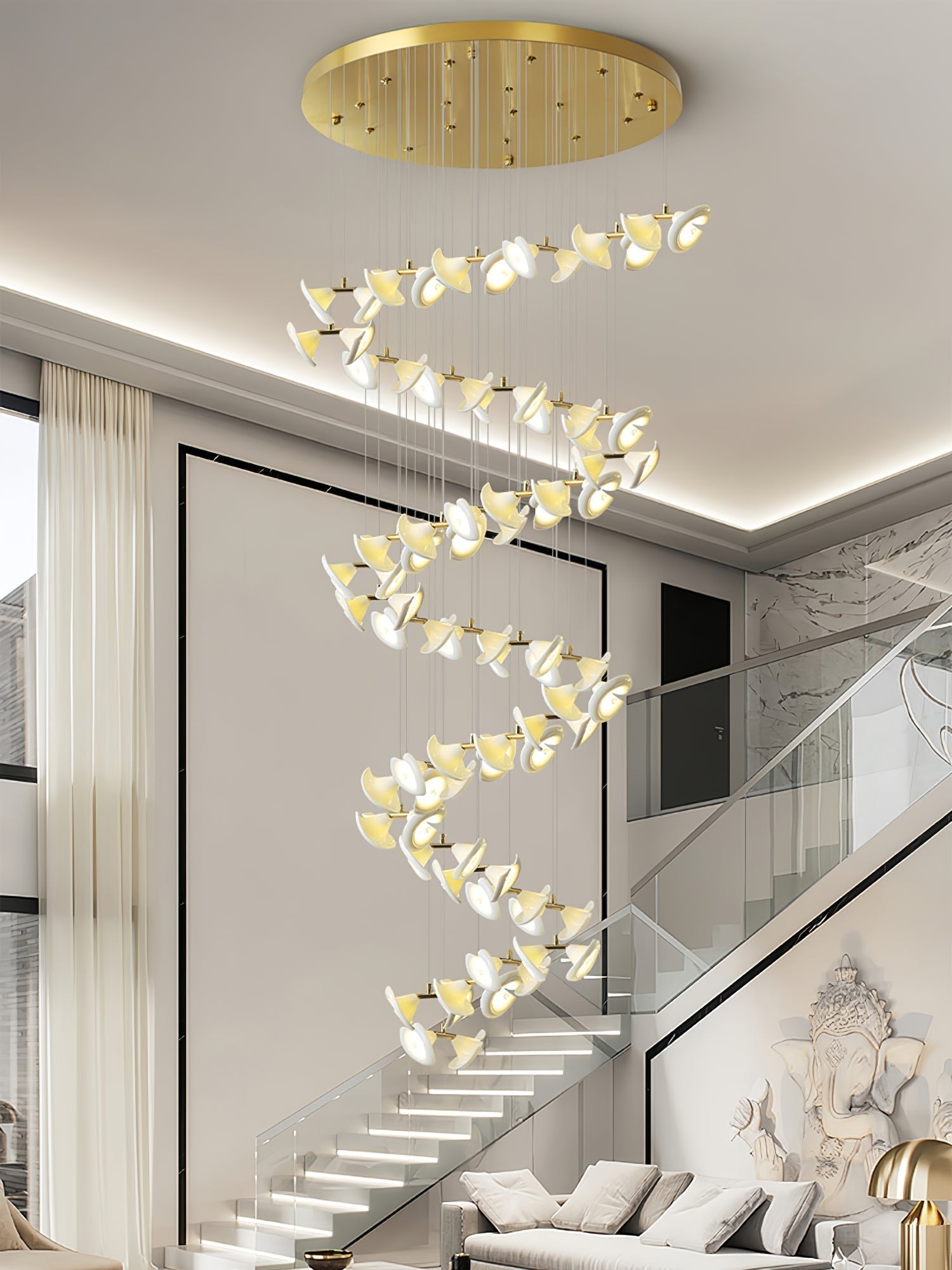 Ernoreth Art-Deco-Keramik-Kronleuchter-Letslighting