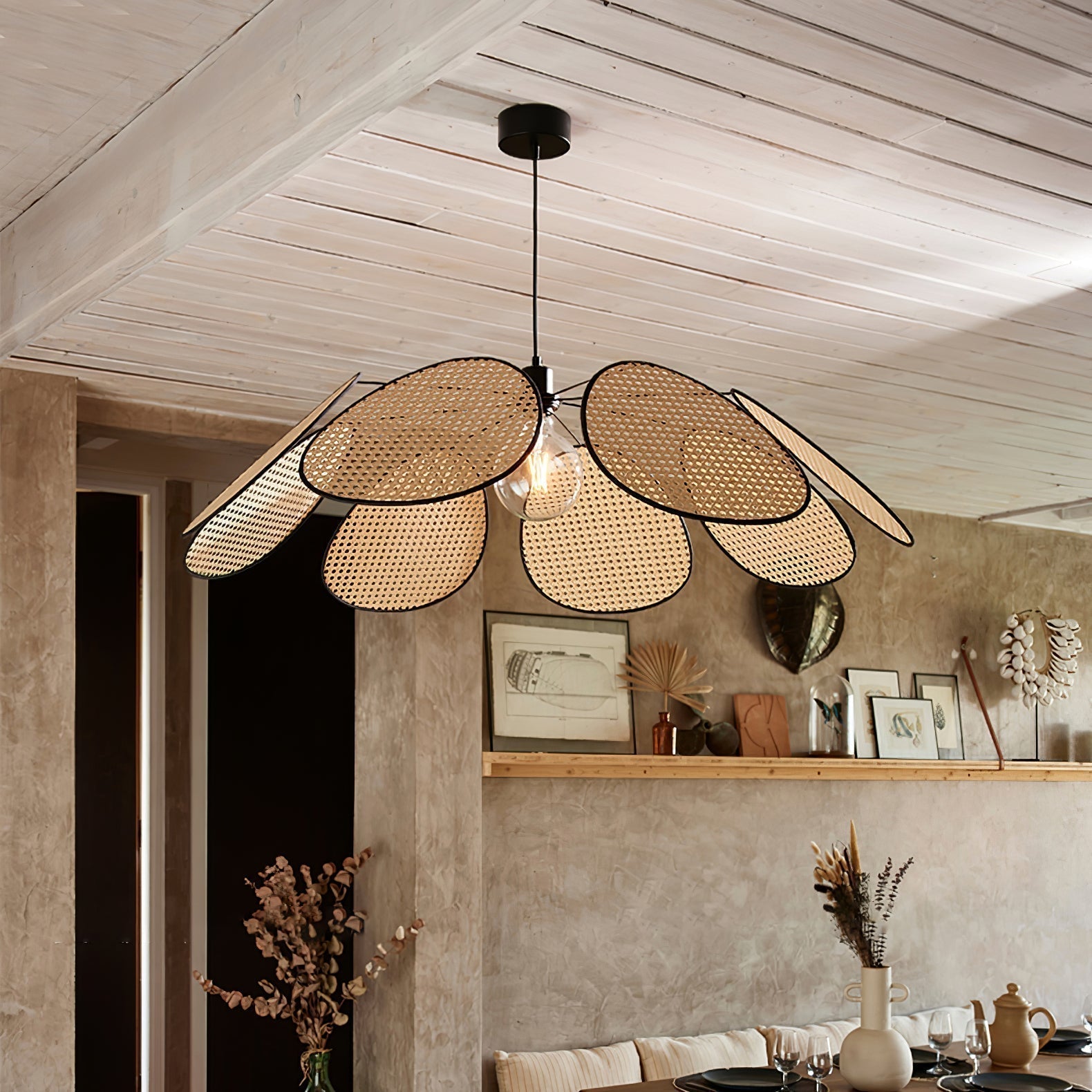 Orvara Blossom Petal Rattan Pendant Lamp-Letslighting
